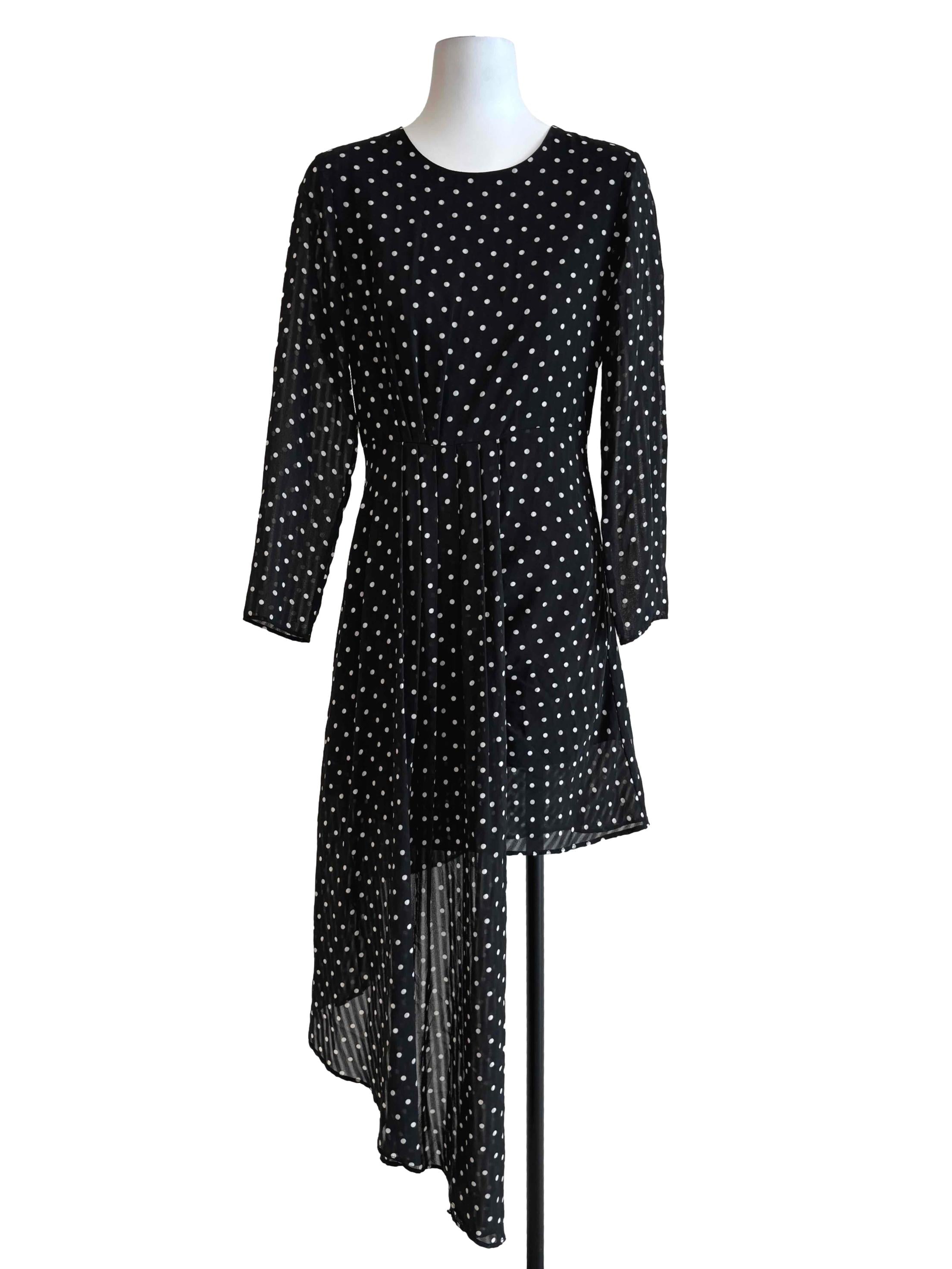 Black And White Polka Dot Drape Dress