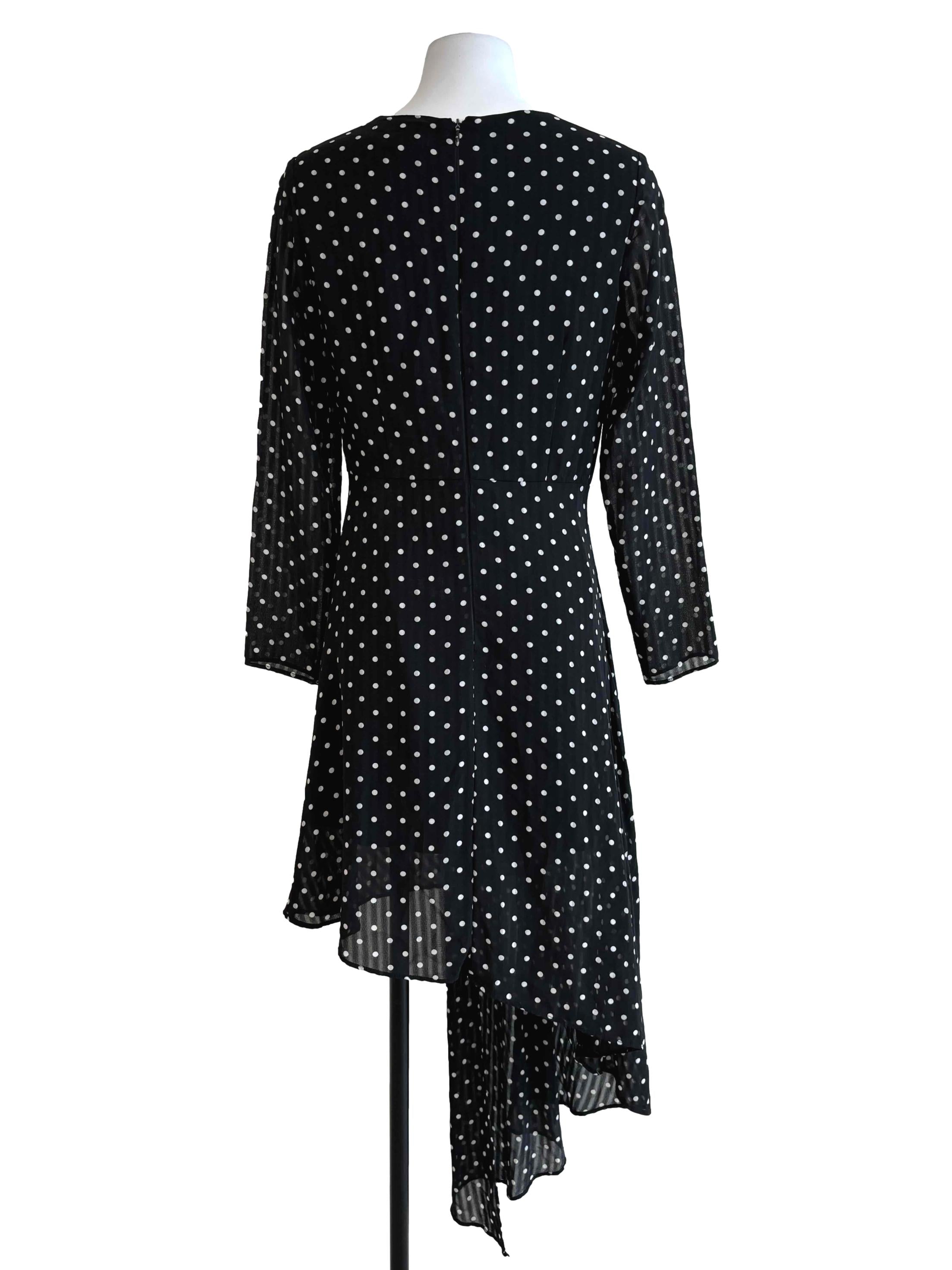 Black And White Polka Dot Drape Dress