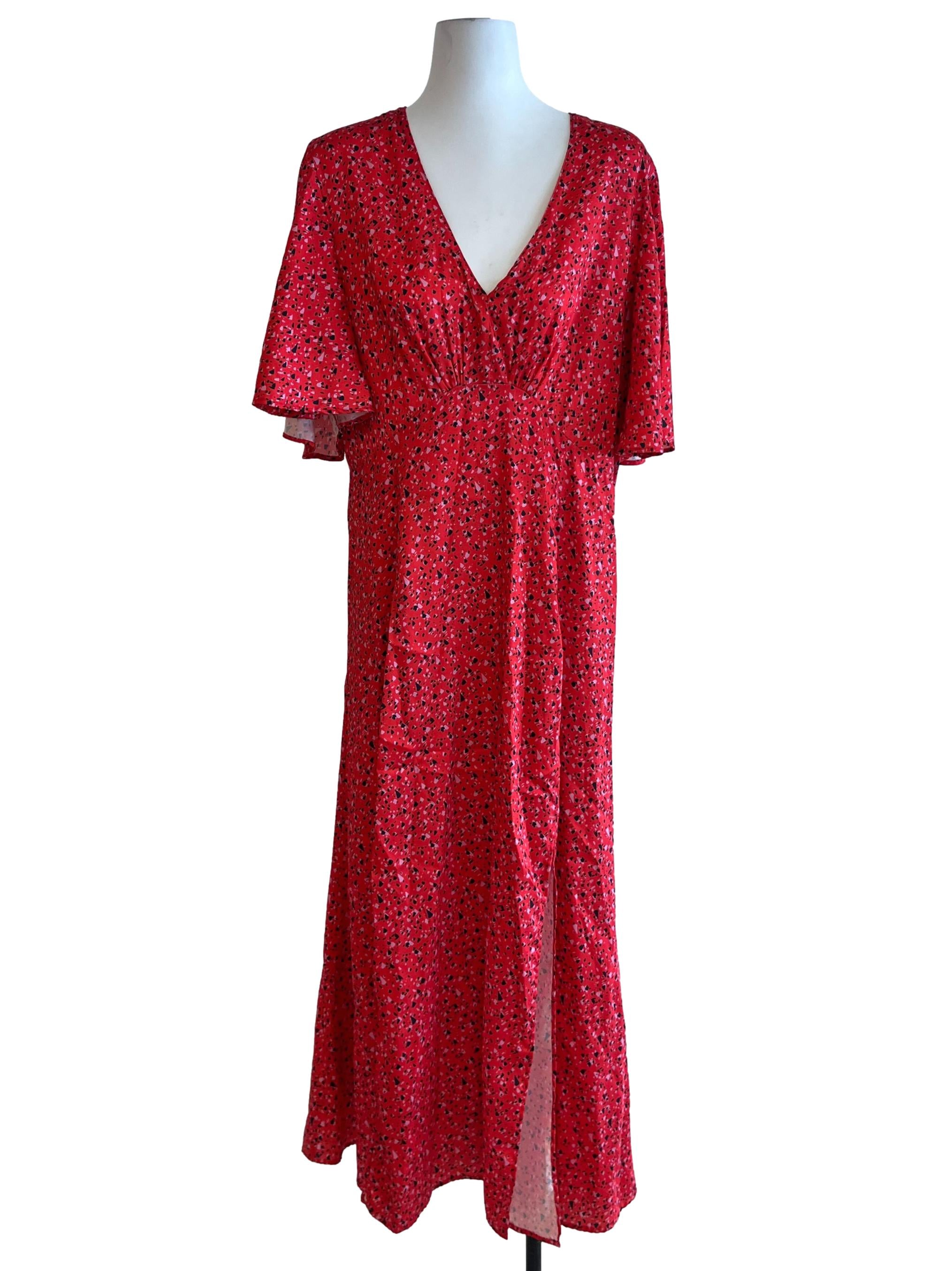 Red Abstract Empire Dress