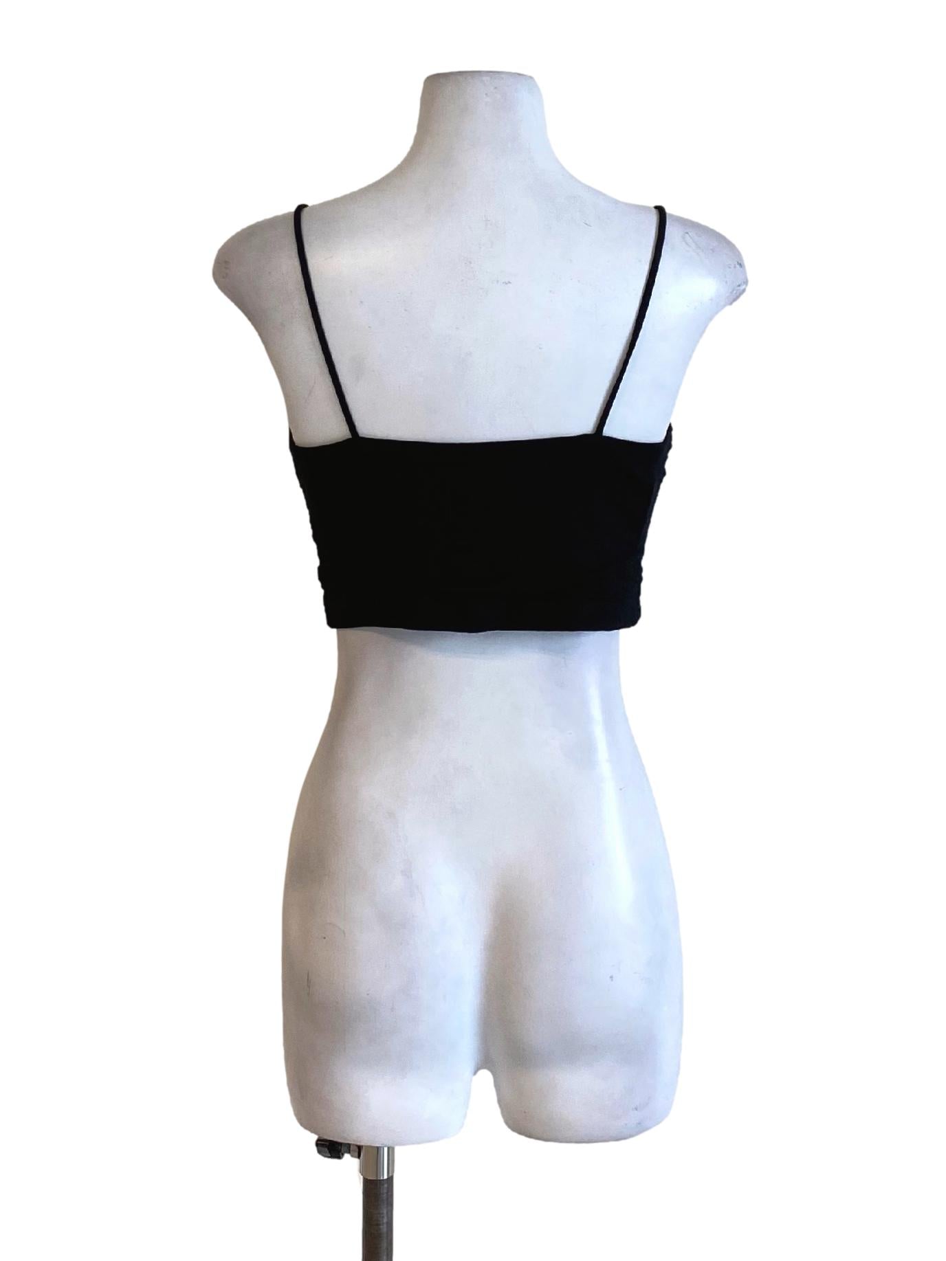 True Black Sweetheart Spaghetti Strap Fit Cropped Top