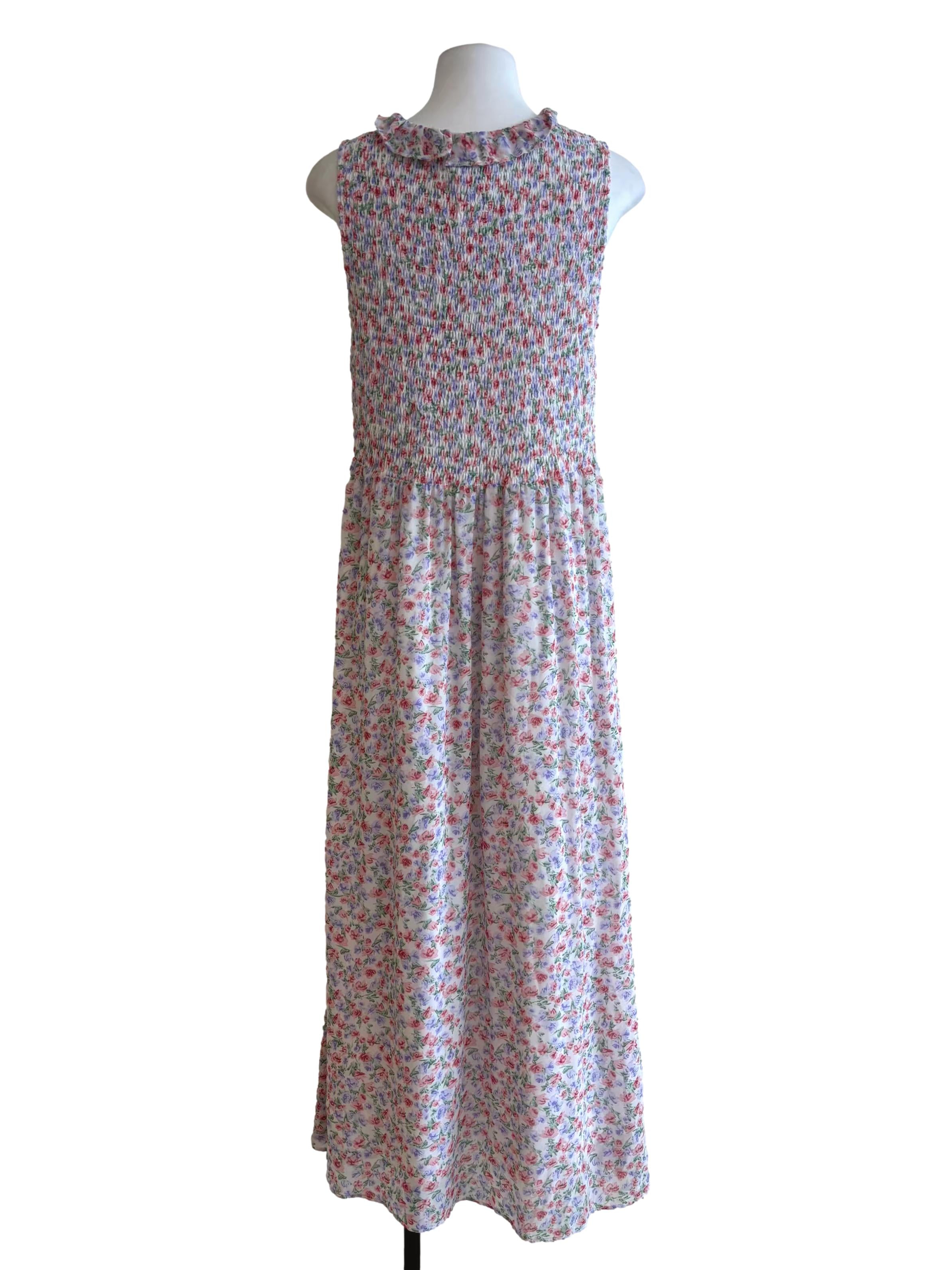 White Periwinkle Floral Maxi Dress