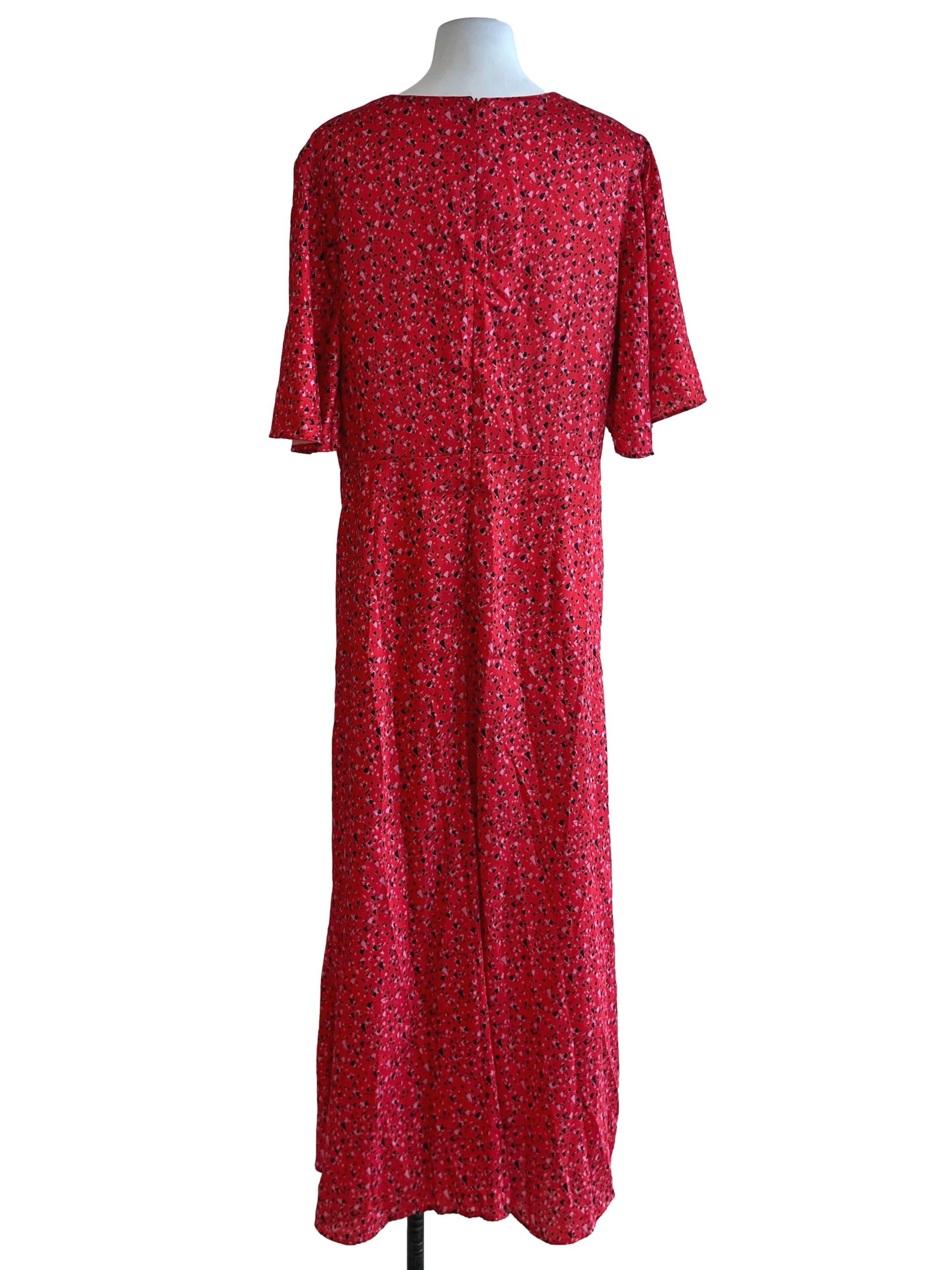 Red Abstract Empire Dress