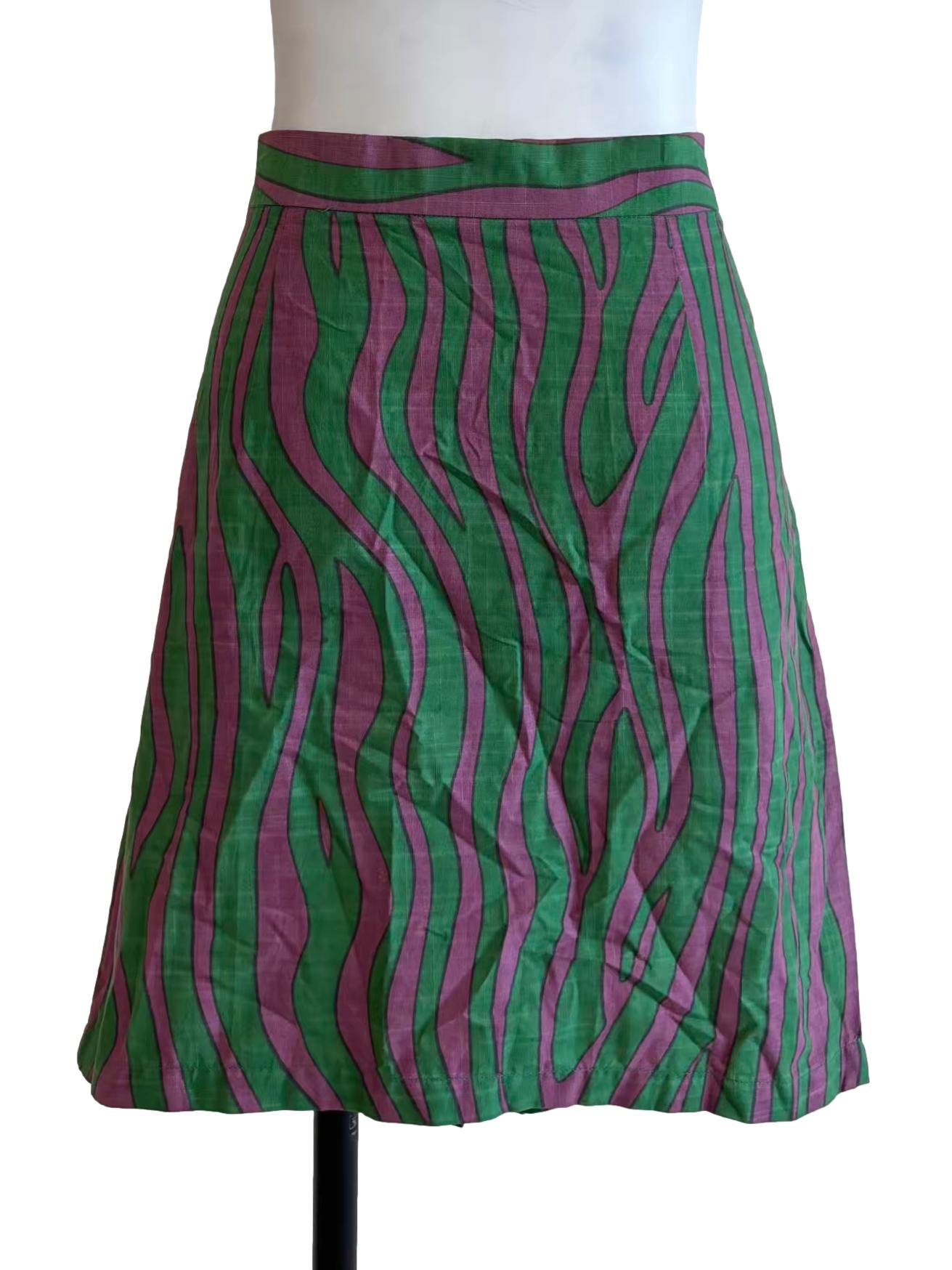 Moss Green Striped Mini Skirt