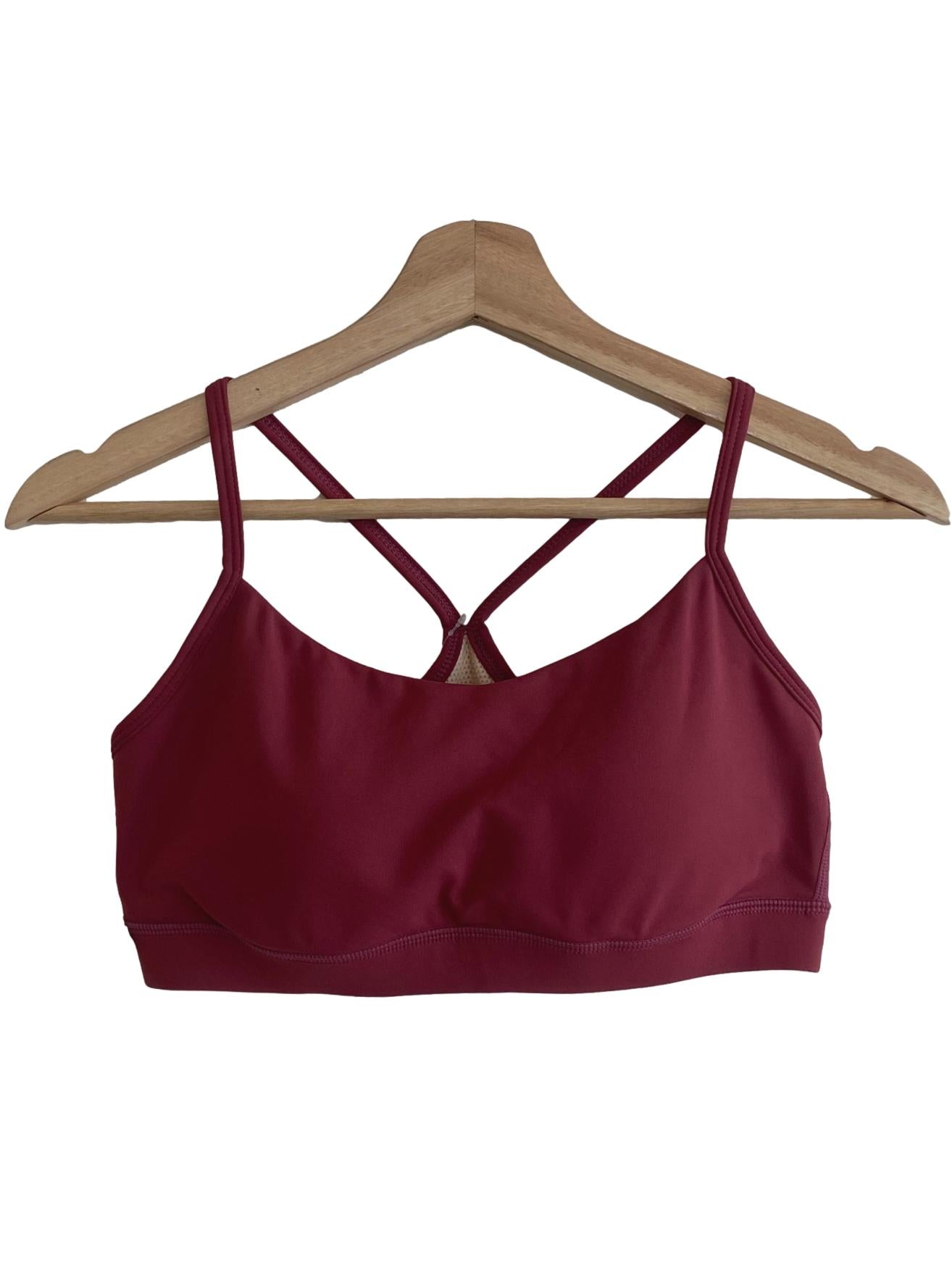 Burgundy Strappy Sports Bra
