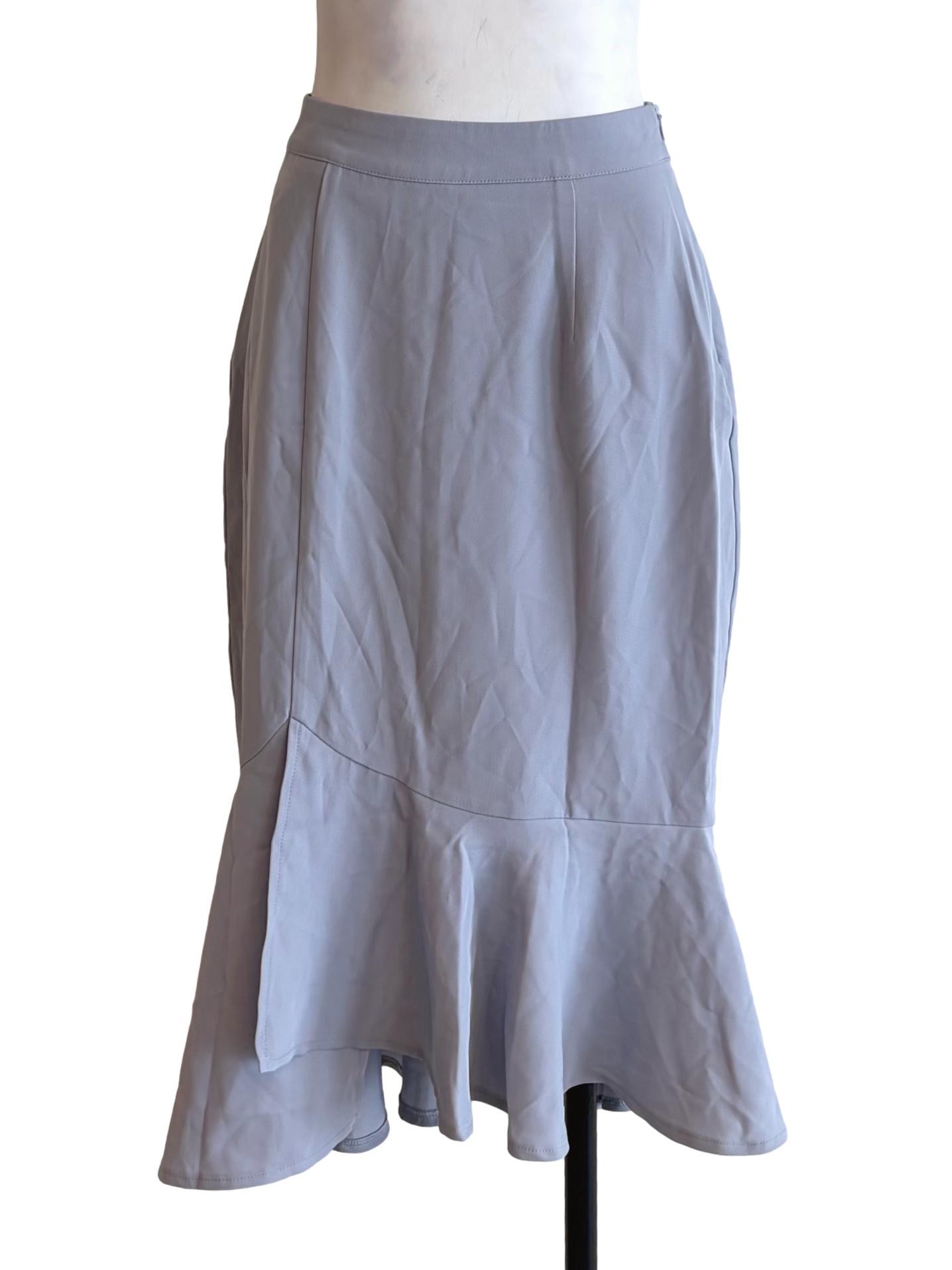 Stone Blue Asymmetric Flutter Skirt
