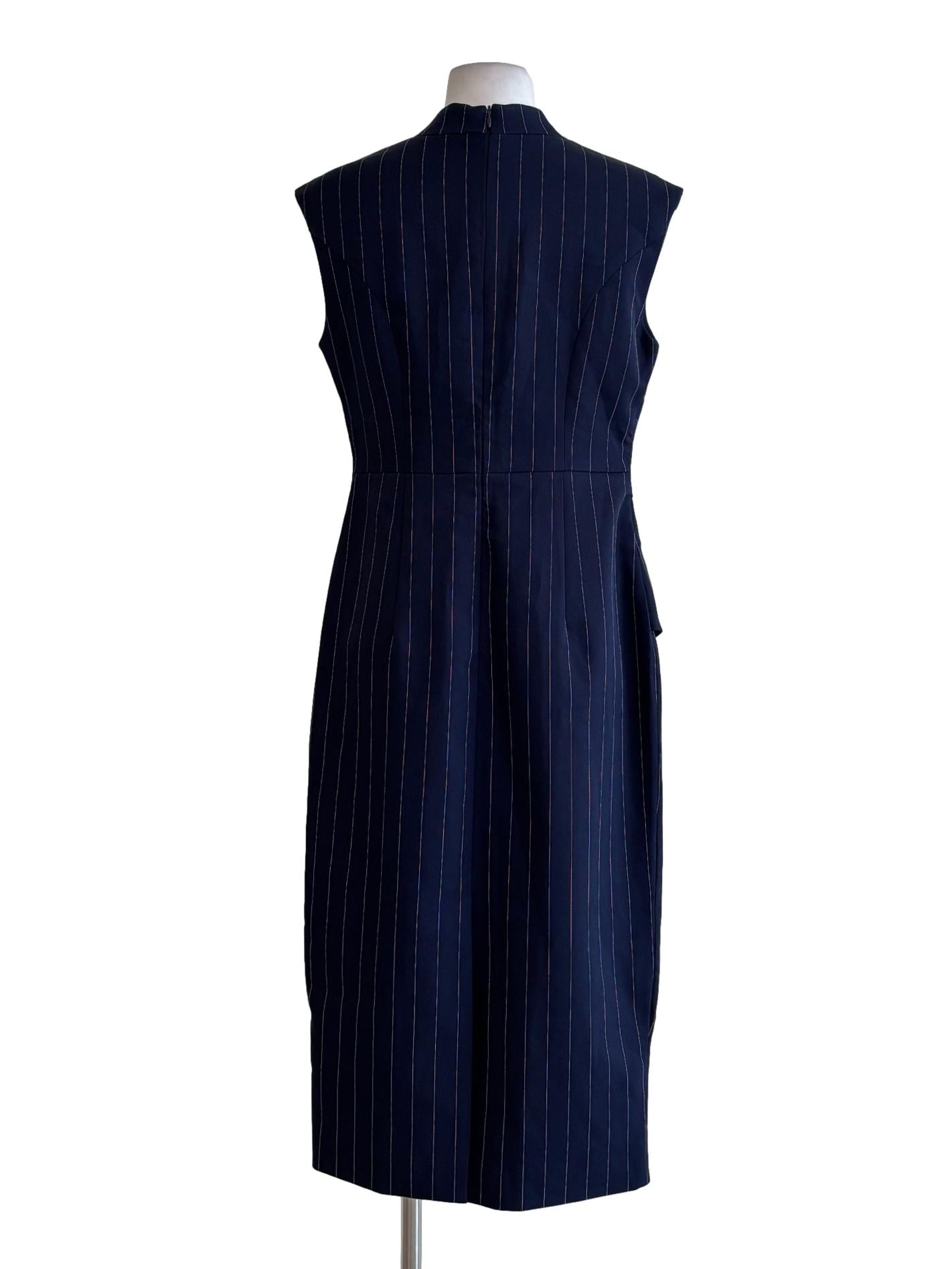 Midnight Blue Sleeveless Striped Dress
