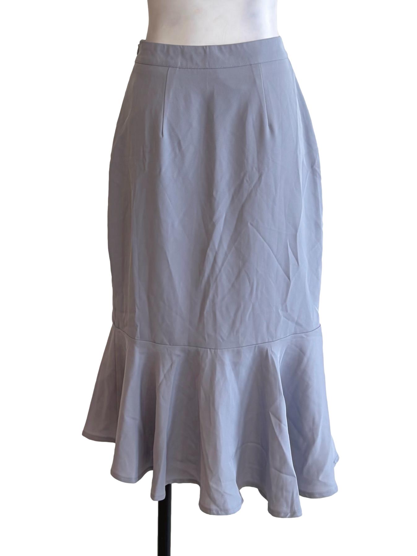 Stone Blue Asymmetric Flutter Skirt