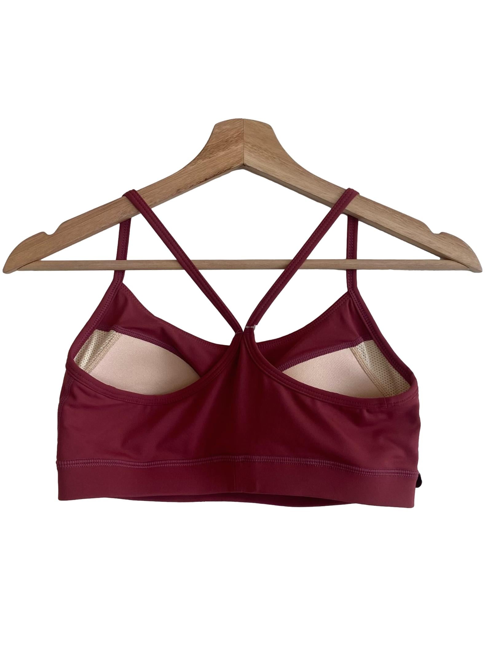 Burgundy Strappy Sports Bra
