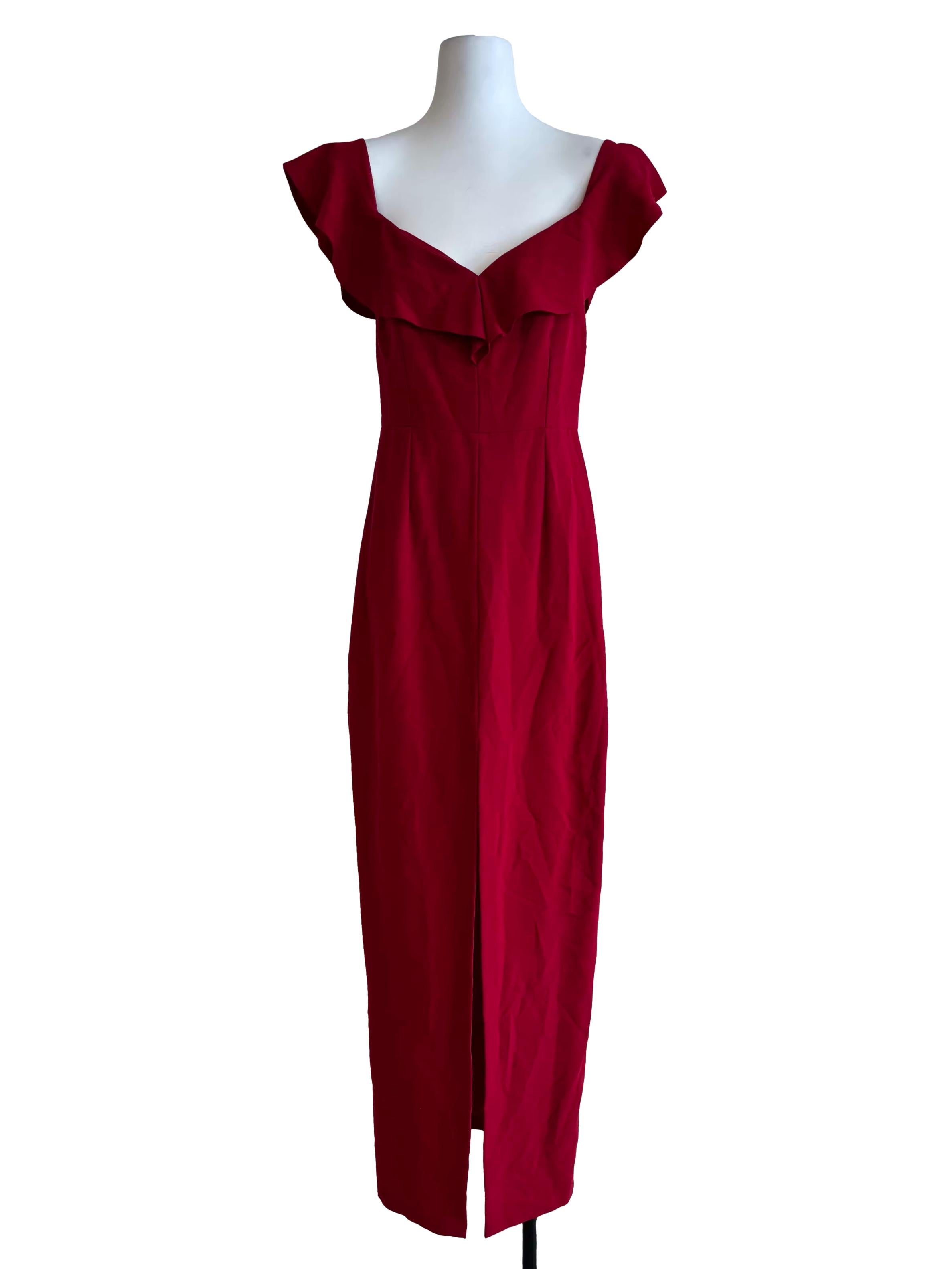 Cherry Red Slit Maxi Dress