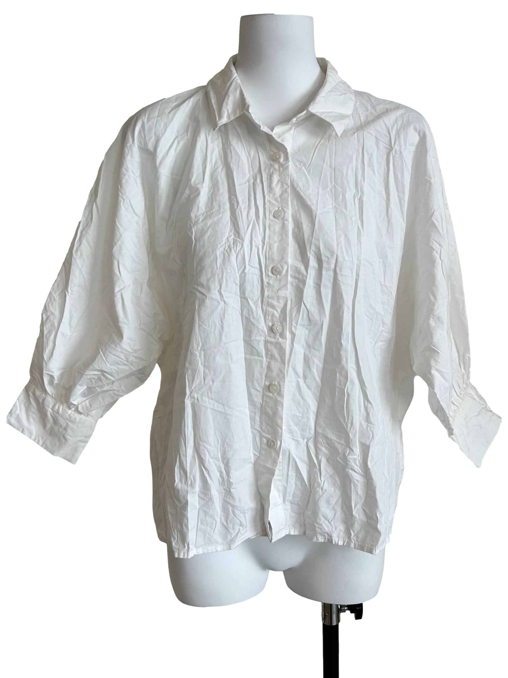 White Loose-Fit Button-Up Shirt