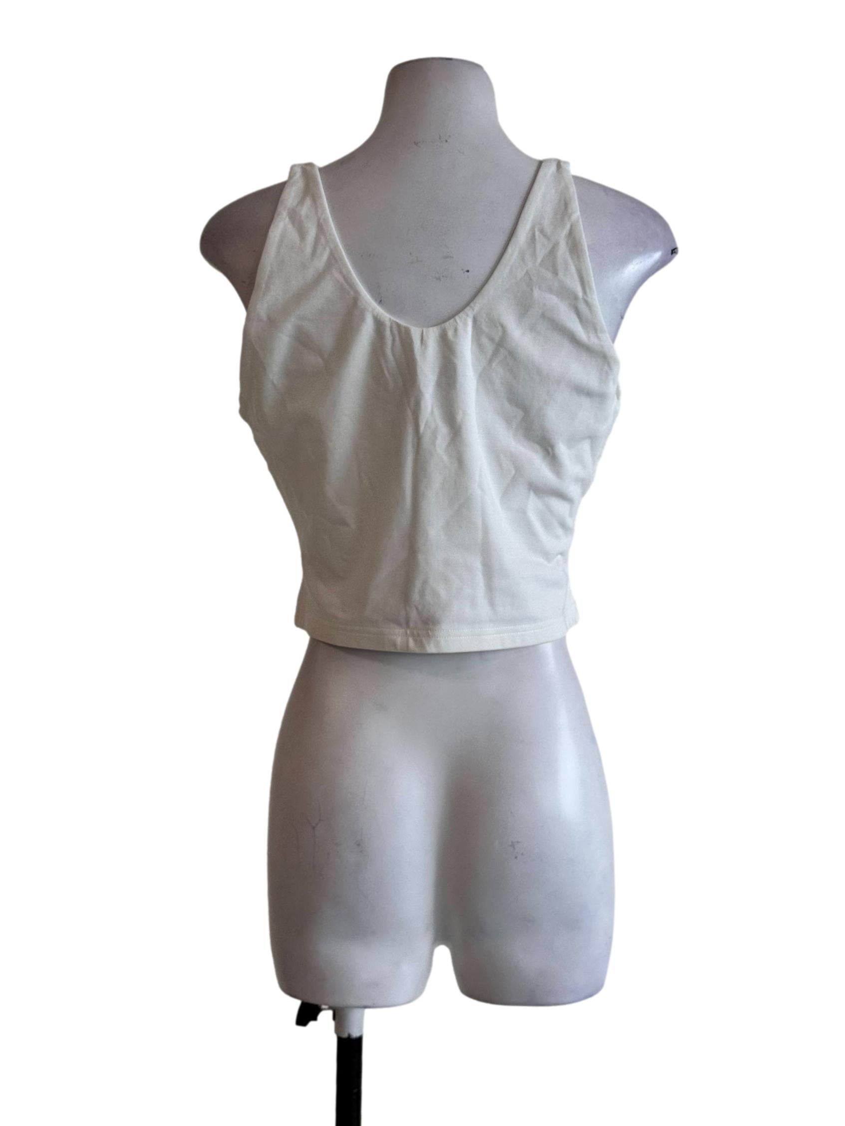 Daisy White Scoop Neck Sleeveless Top