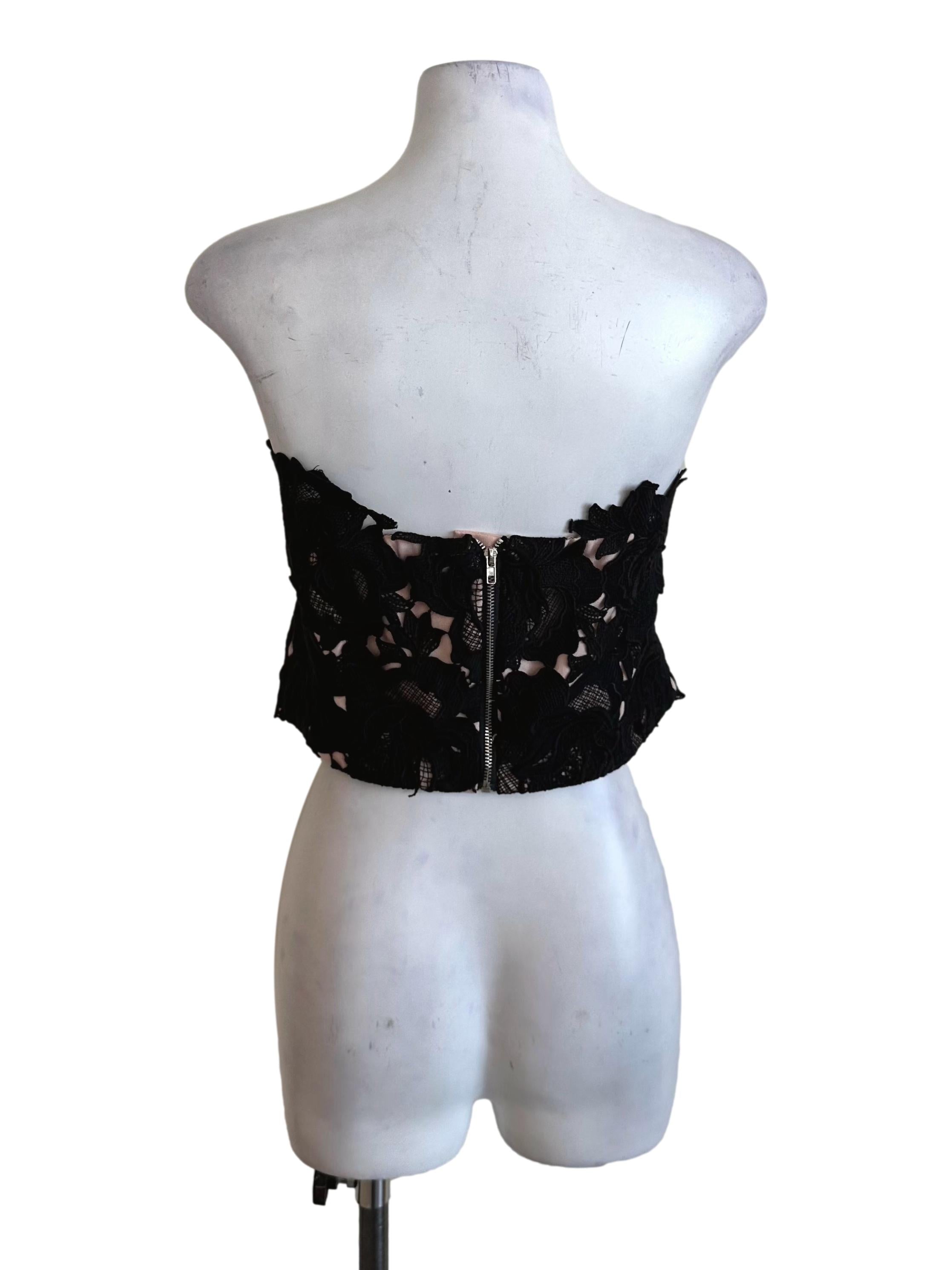Onyx Black Floral Lace Tube Top