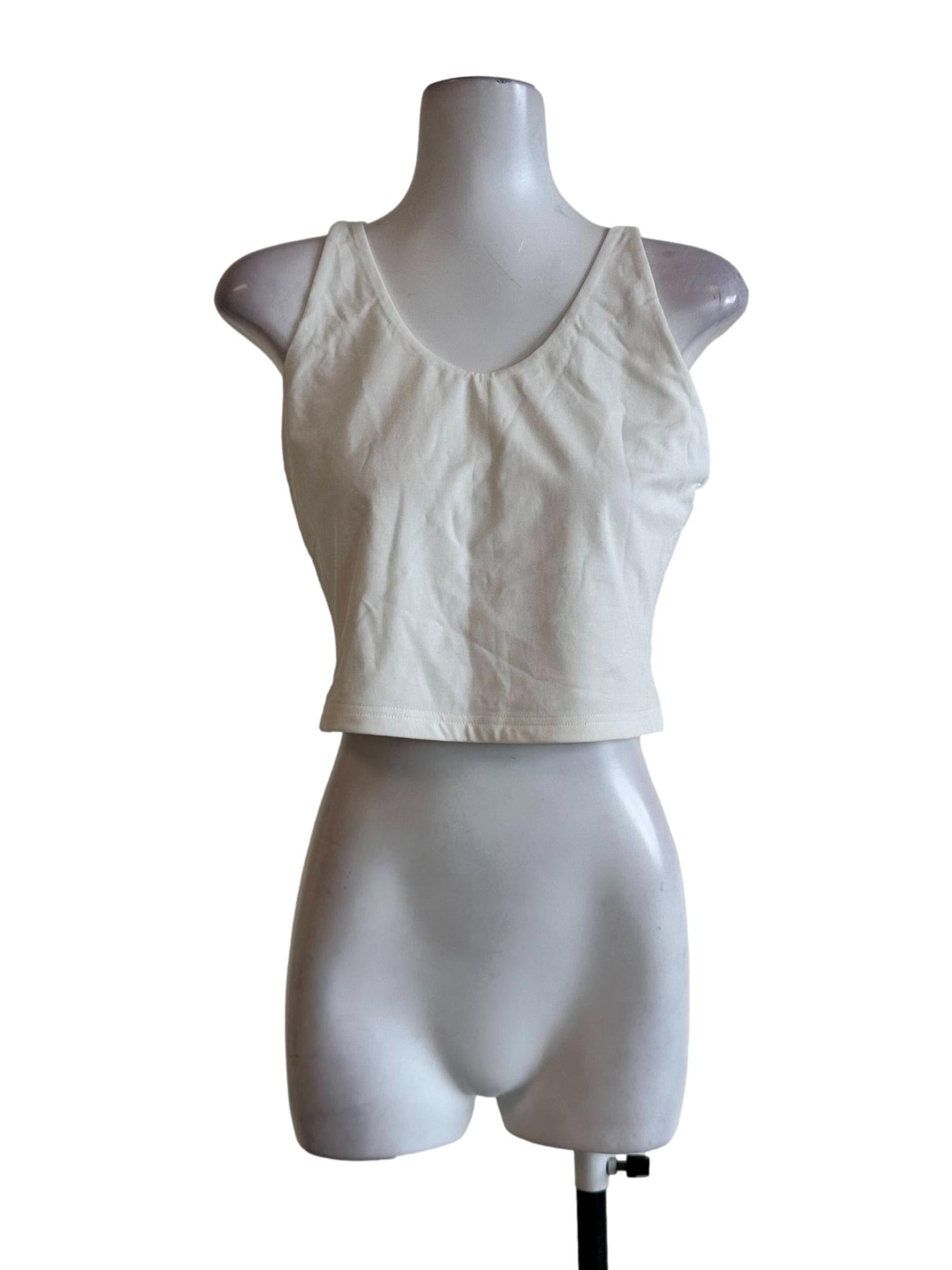 Daisy White Scoop Neck Sleeveless Top