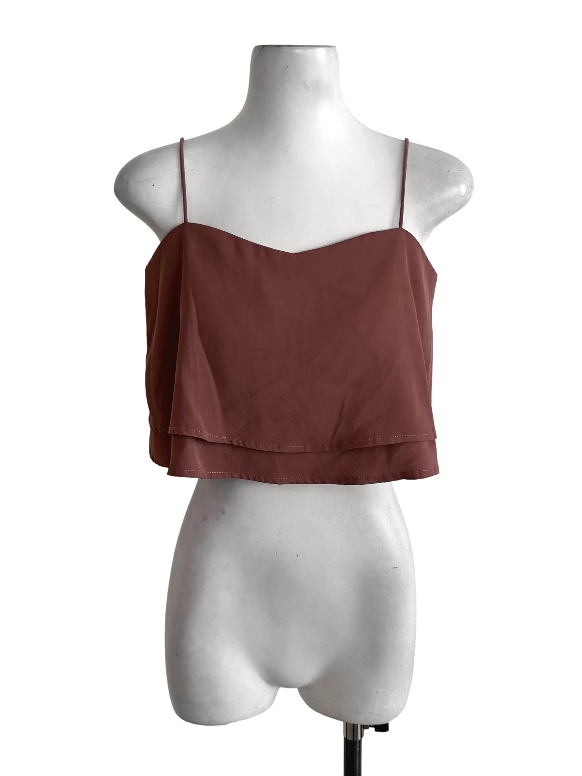 Sepia Brown Layered Spaghetti Strap Top