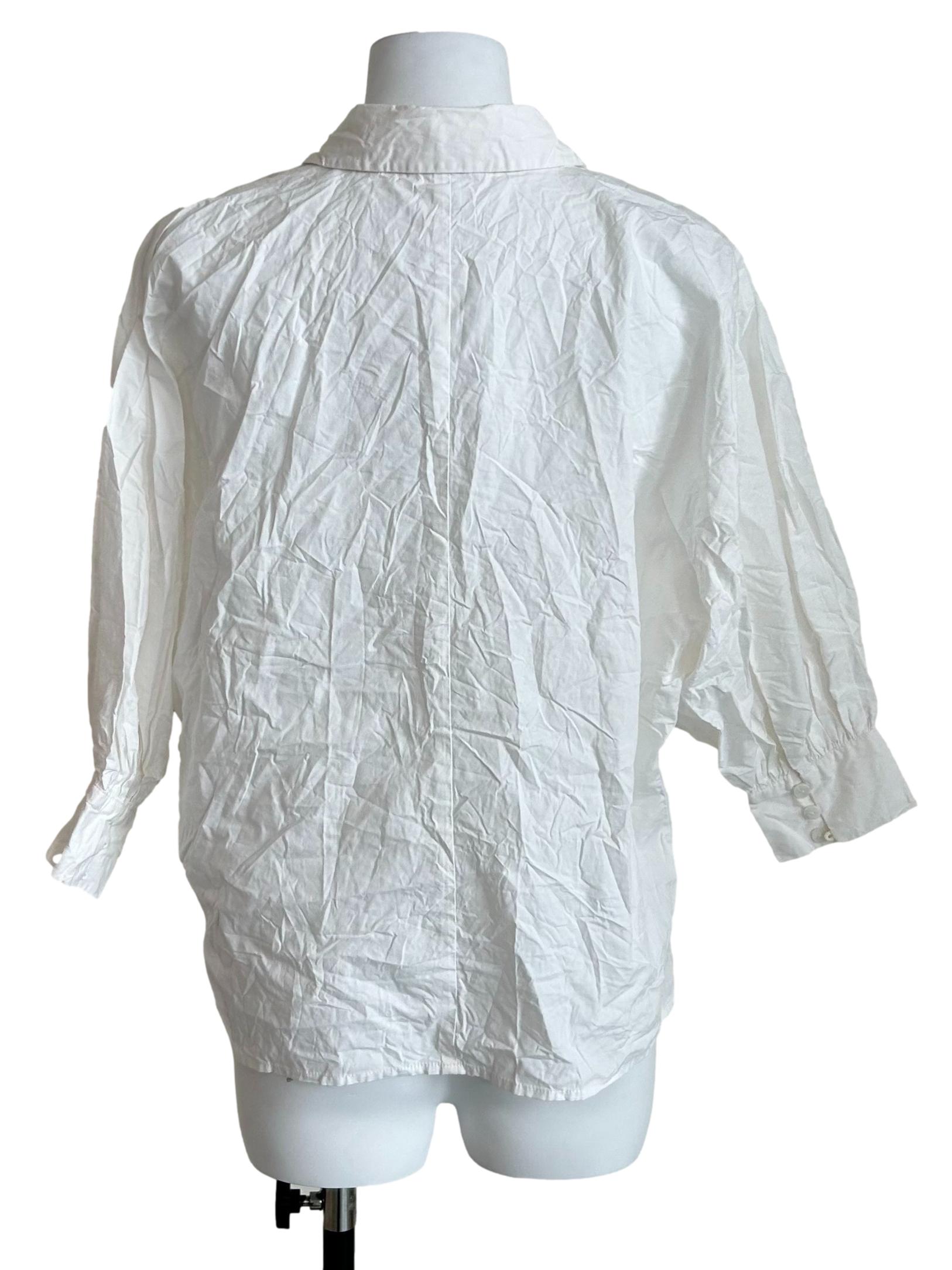White Loose-Fit Button-Up Shirt