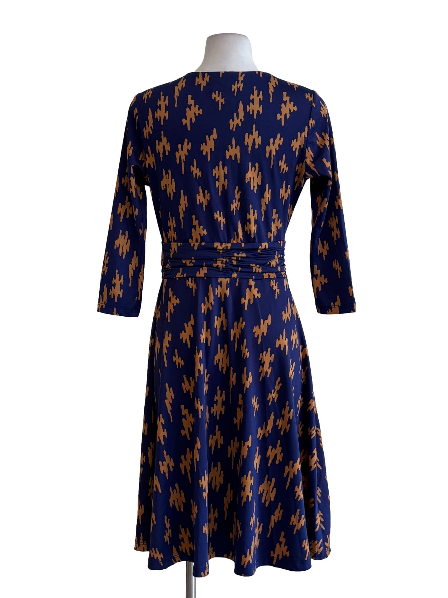 Purplish Blue Patterned Surplice Dress