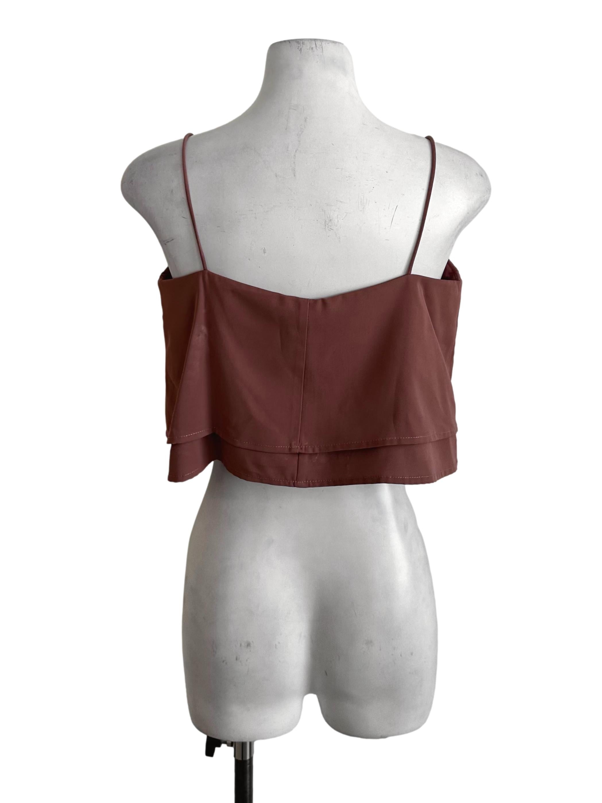 Sepia Brown Layered Spaghetti Strap Top