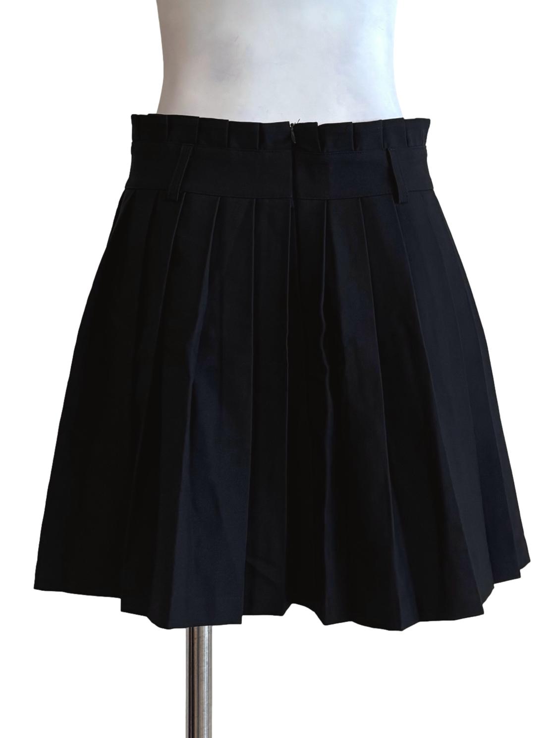 Night Black Pleated Mini Skirt