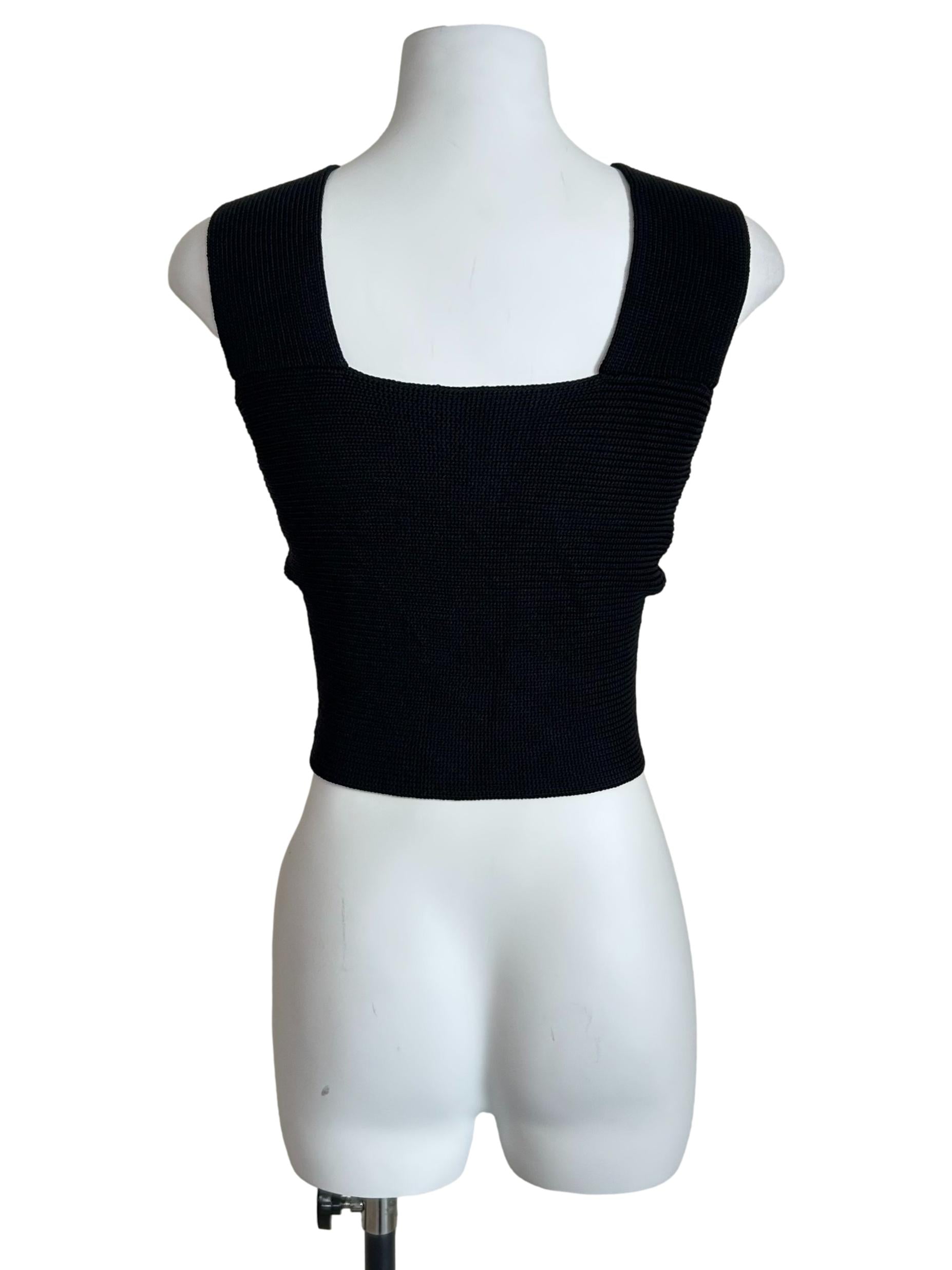 Black Ribbed Crossover Crop Top