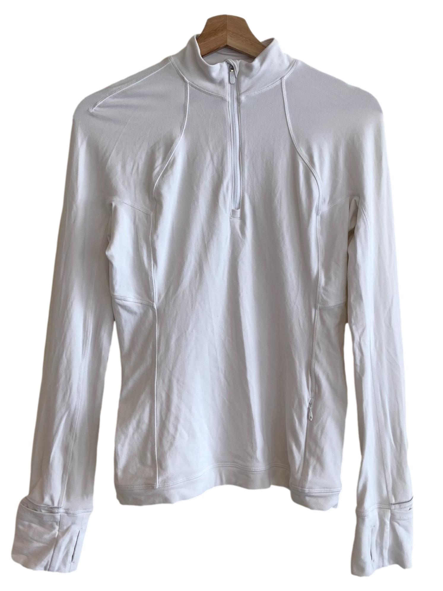 White Half Zipper Top