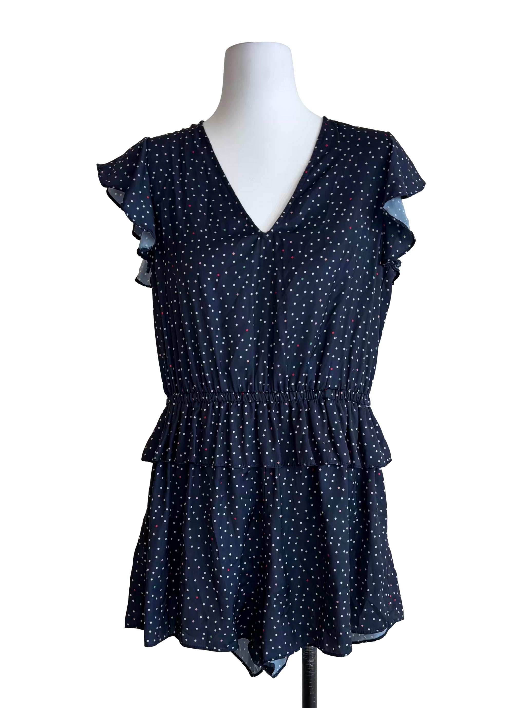 Navy Blue Polka Dot Romper
