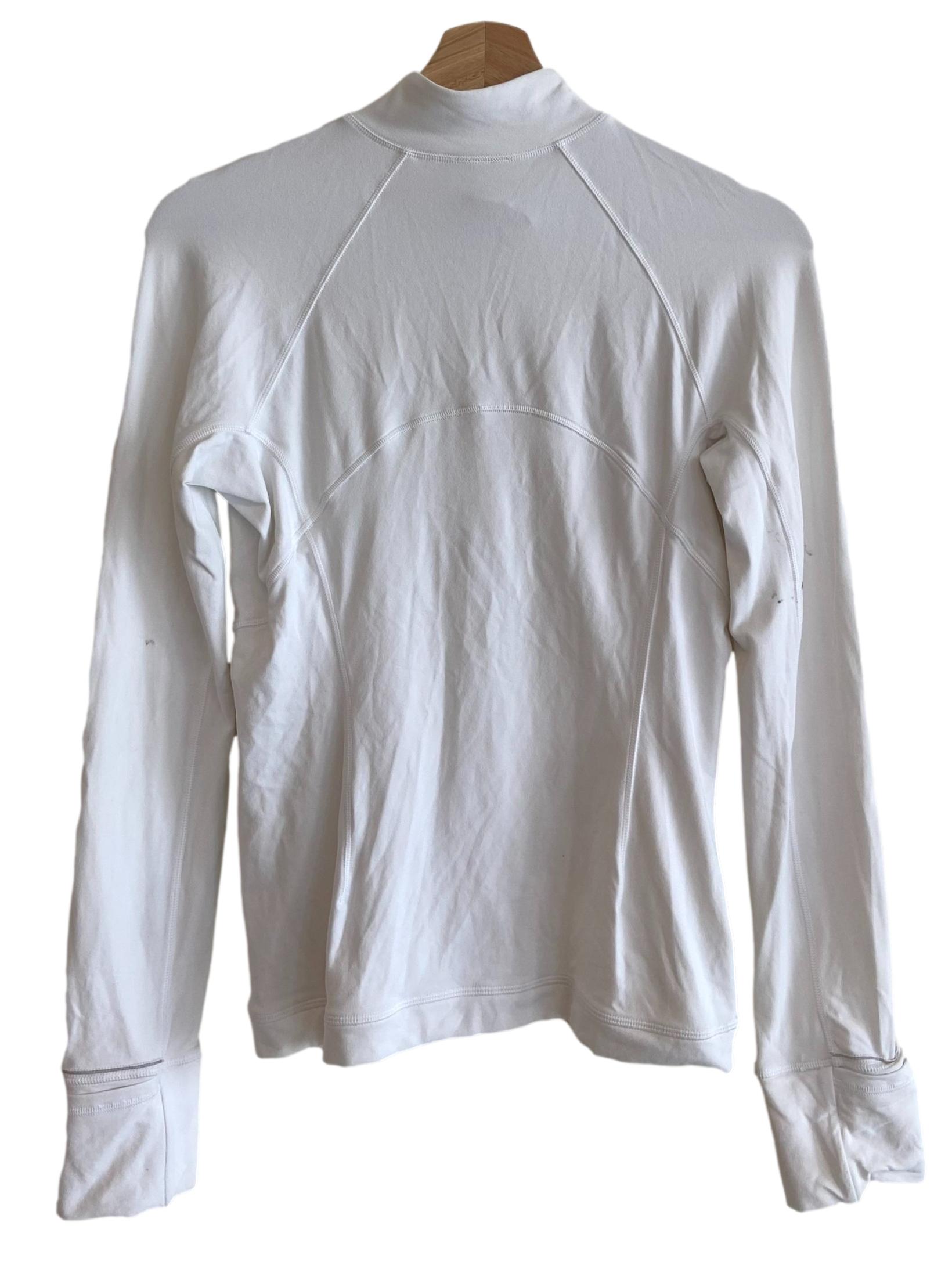 White Half Zipper Top