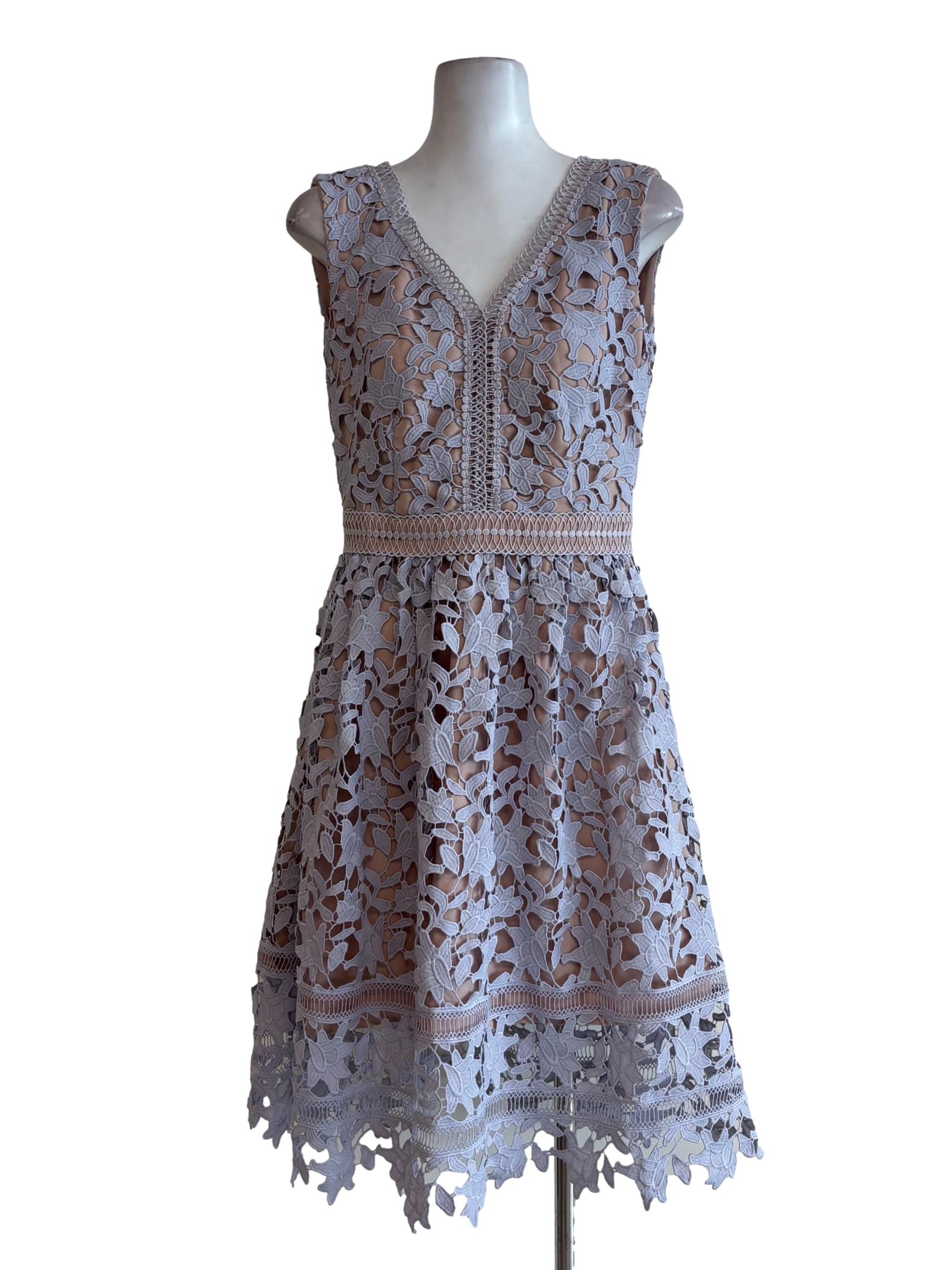 Chrome Grey Lace Wheat Inner Dress