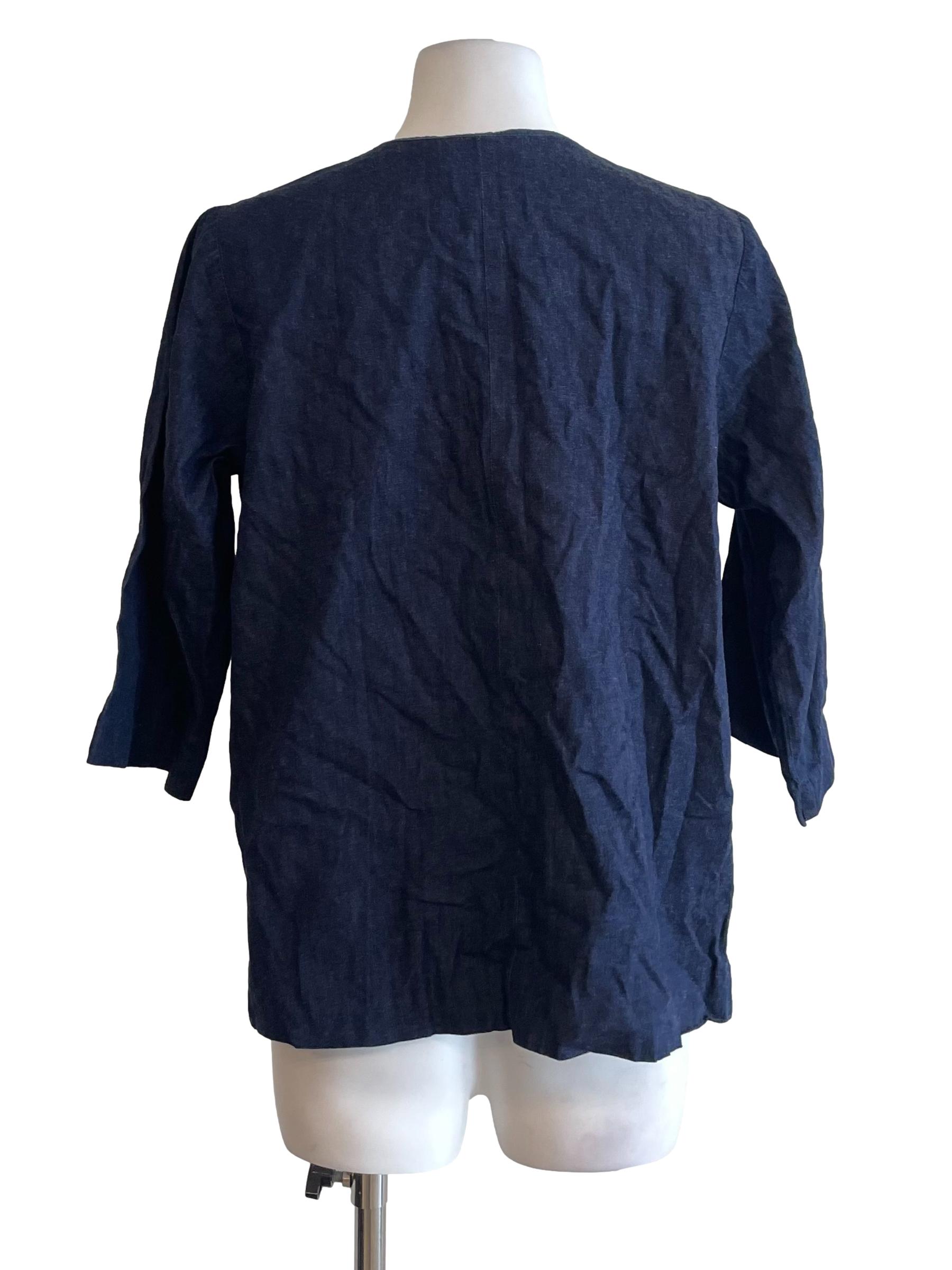 Indigo Mid Sleeves Pocket Top