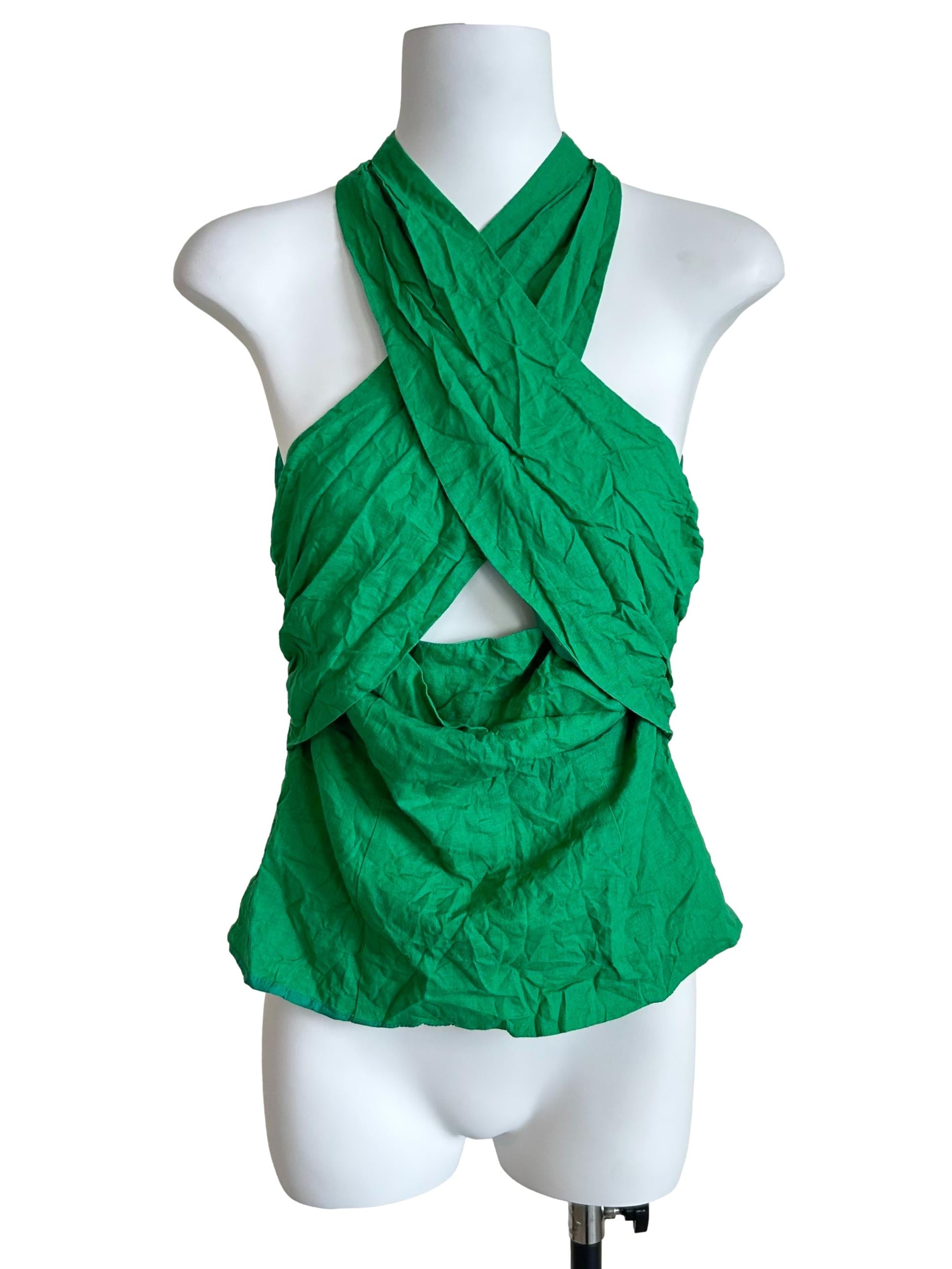 Parakeet Green Crossover Halter Top