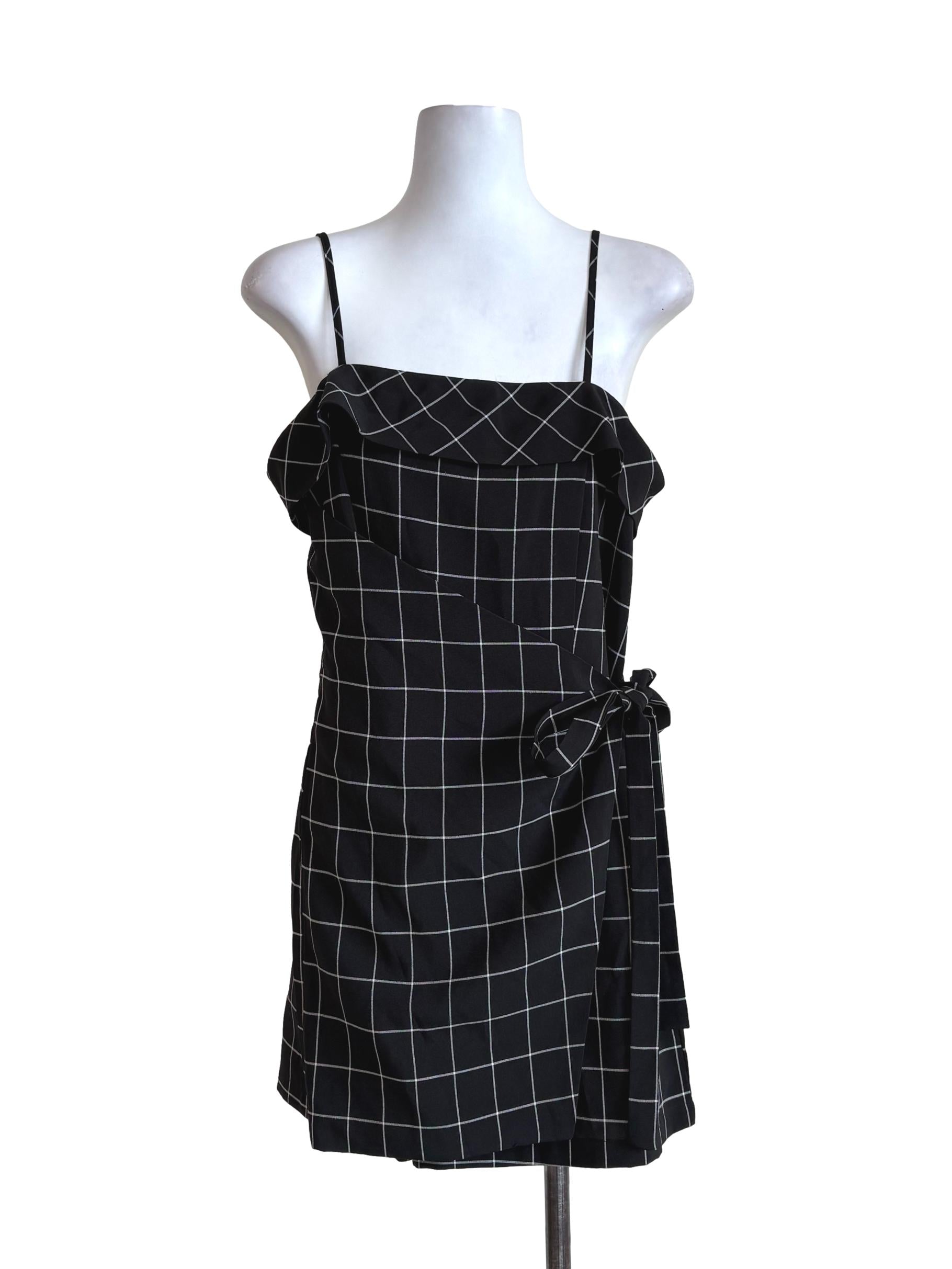 Black Wondowpane Layered Rompers
