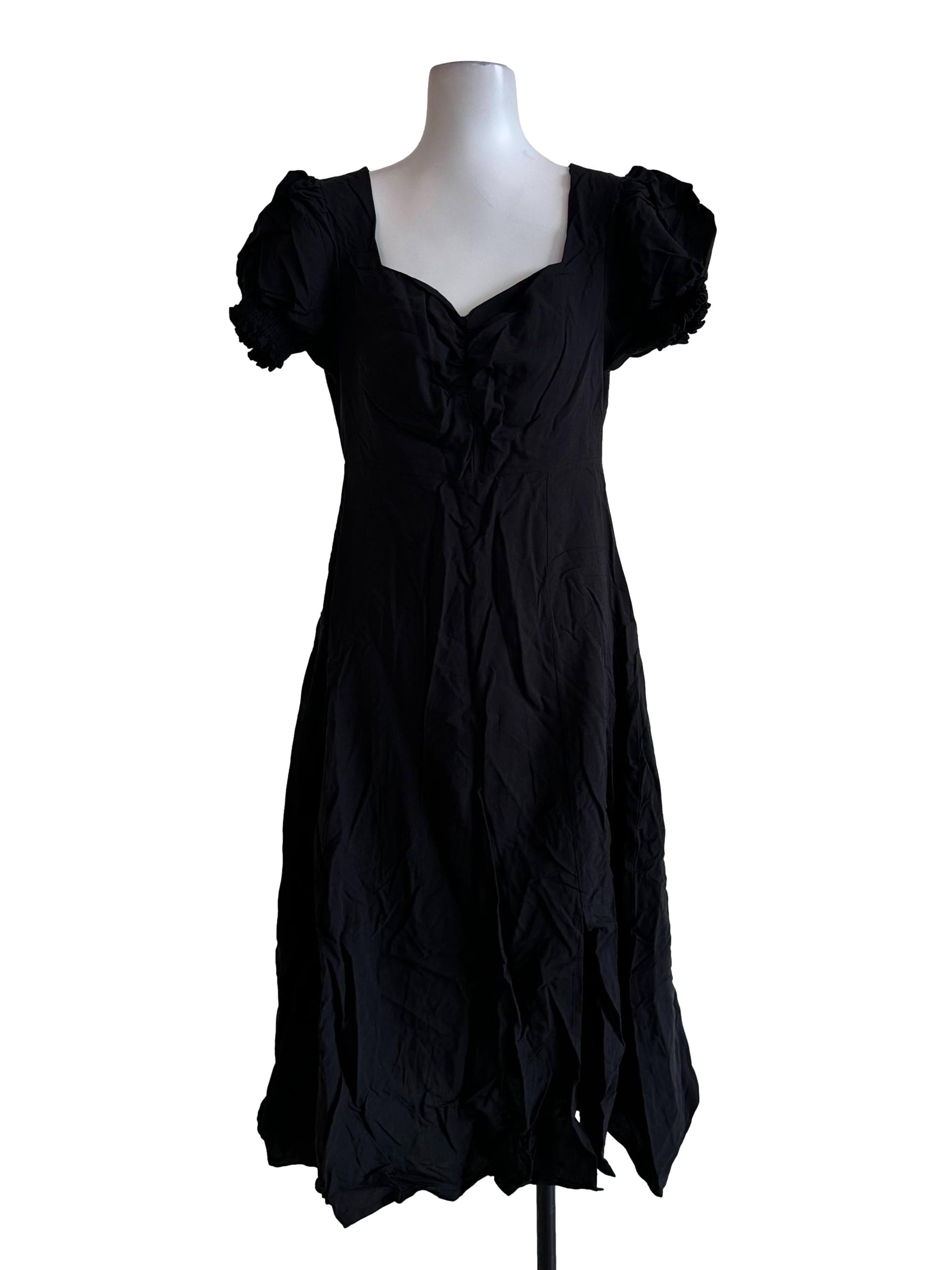 Black Queen Anne Neckline Dress