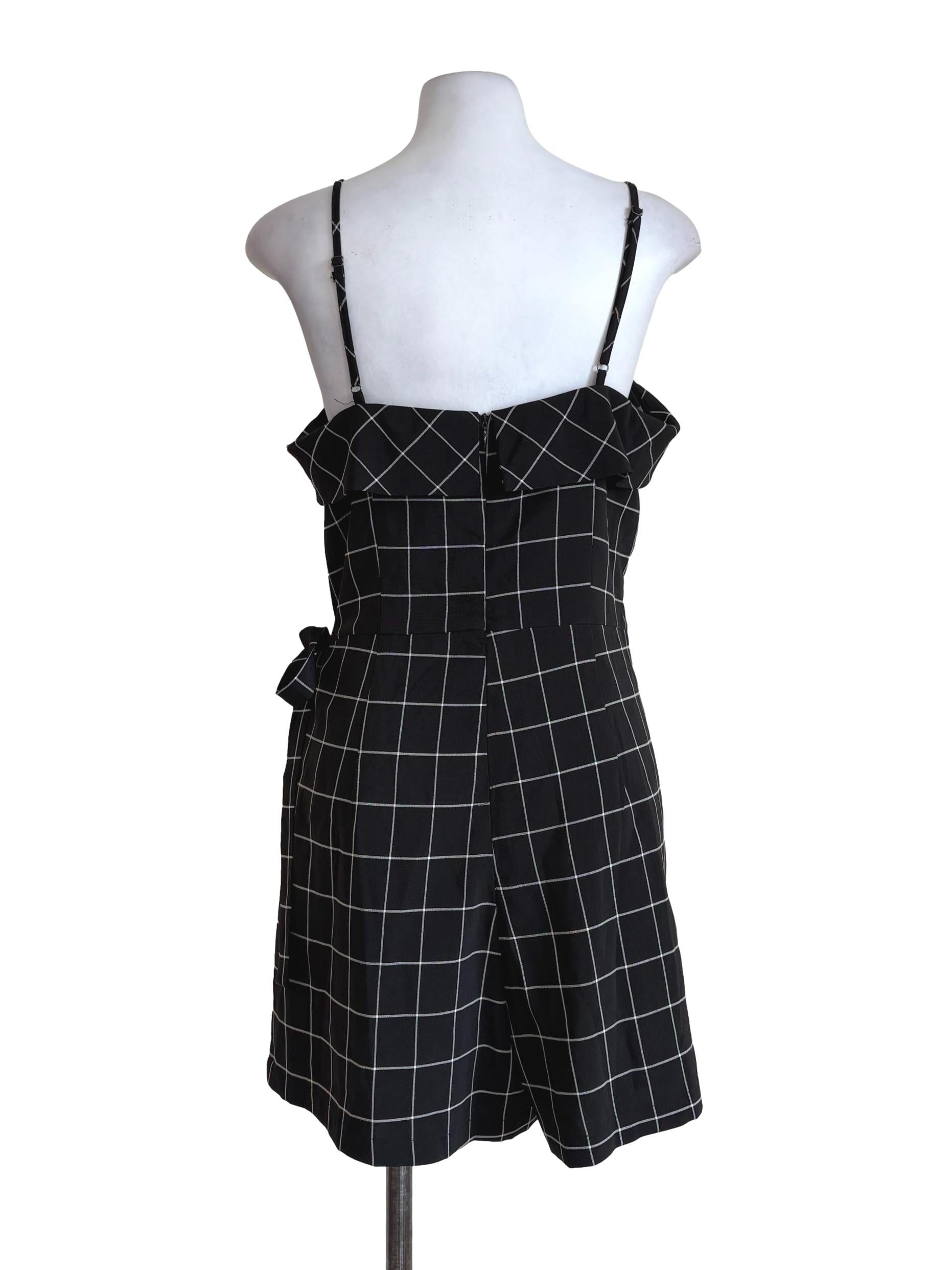 Black Wondowpane Layered Rompers