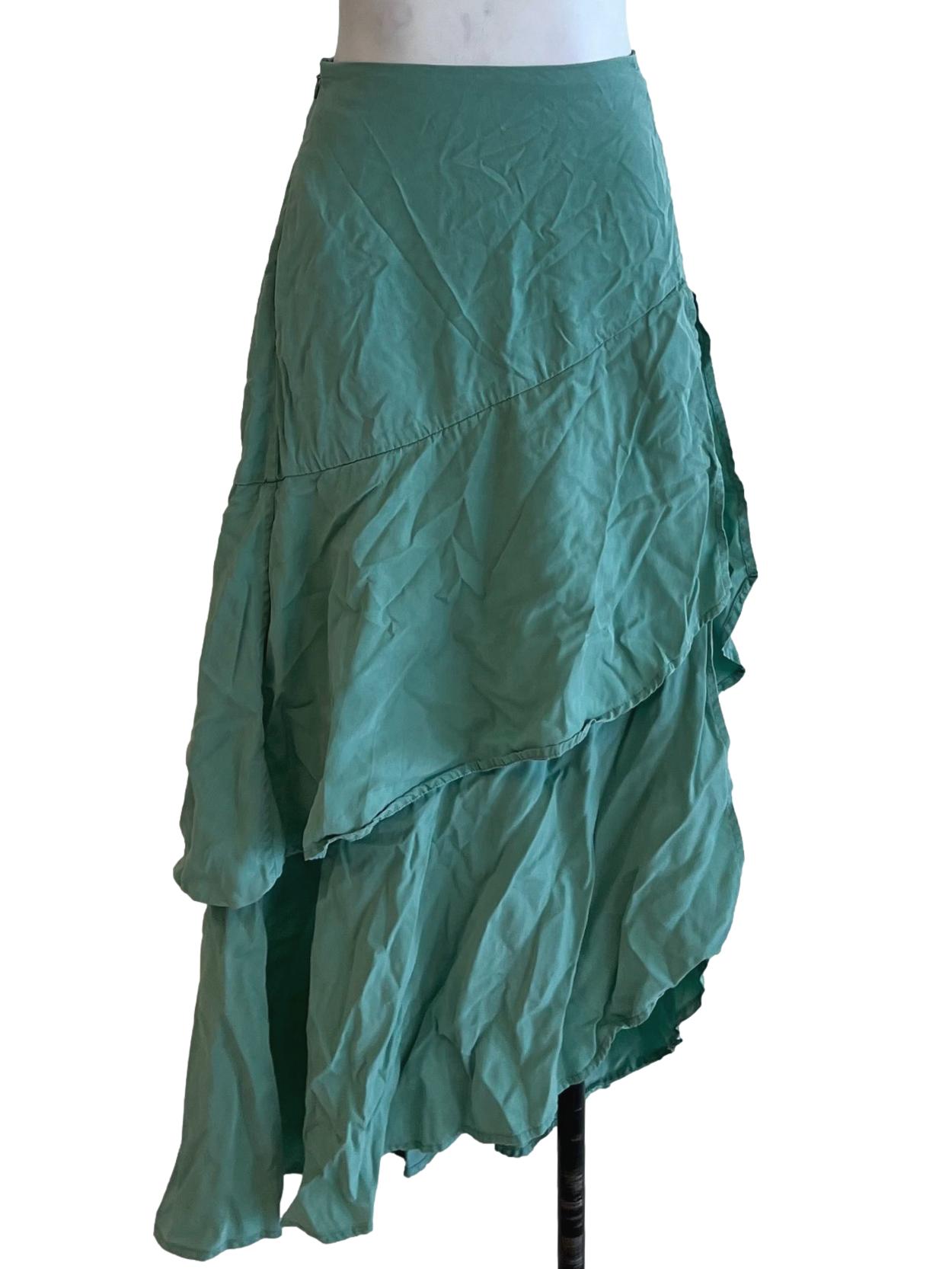 Teal Green High-Waisted A-Line Skirt