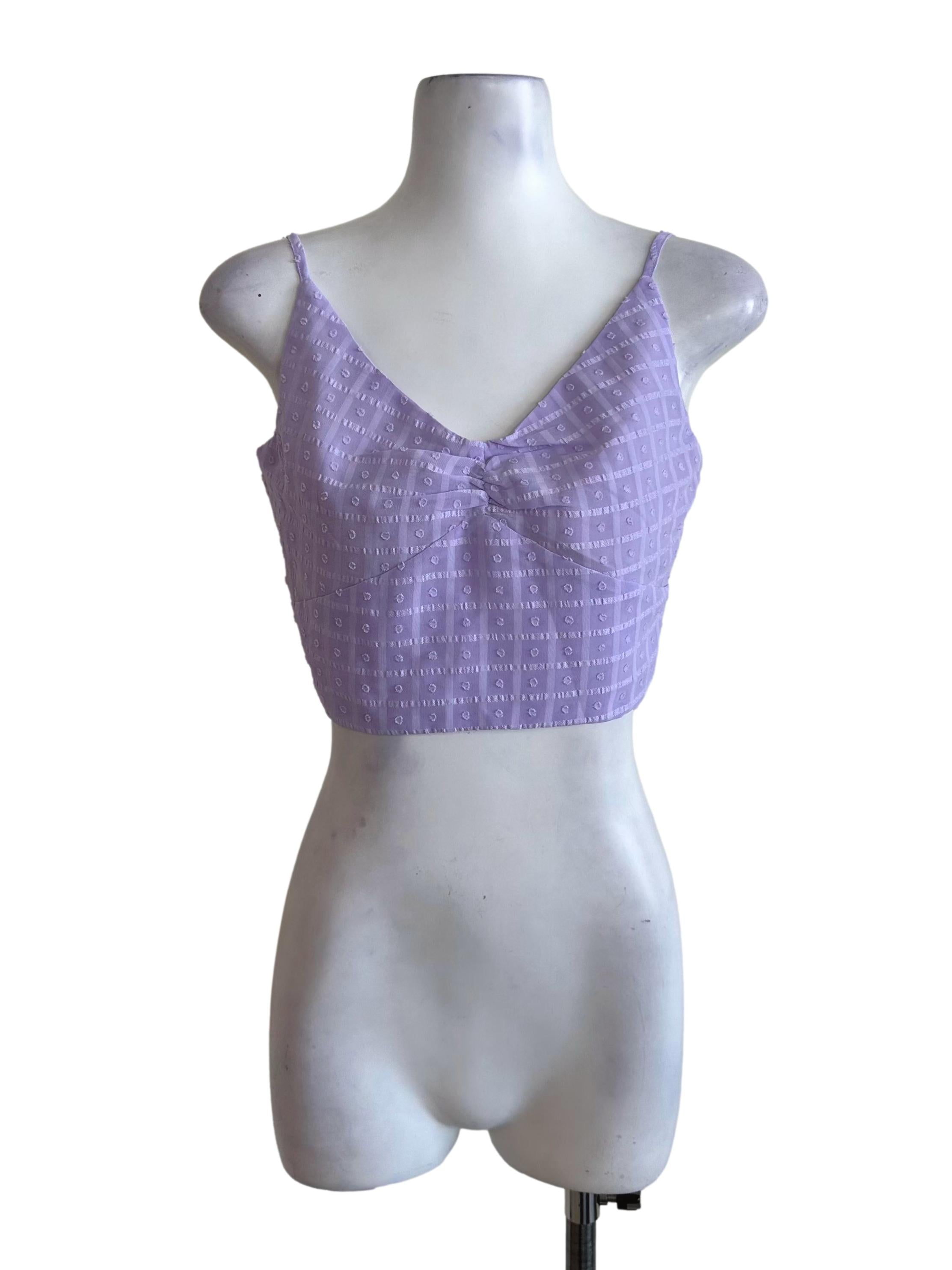 Lavender Purple Pattern V Neck Top