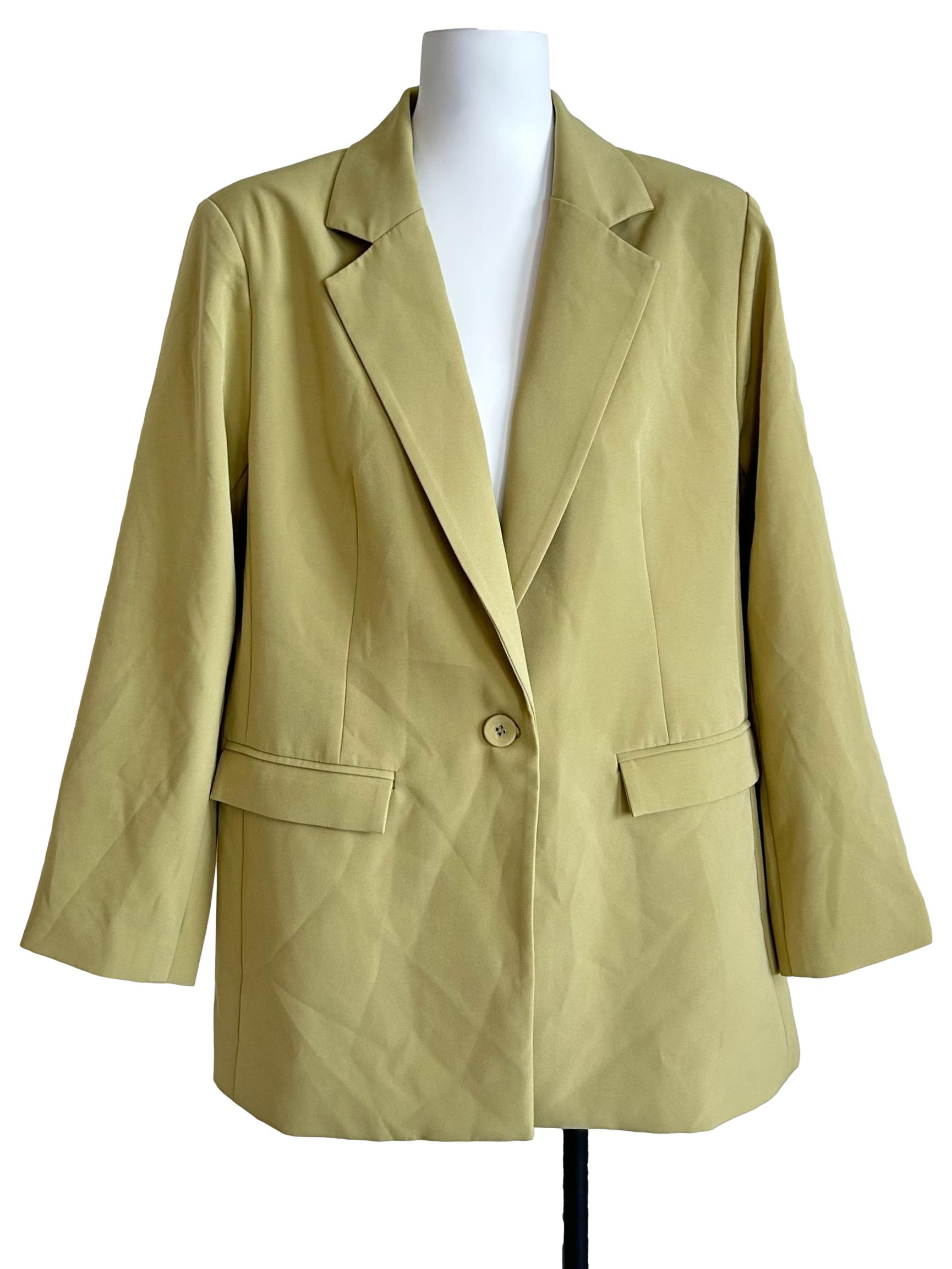 Olive Green Single-Button Blazer