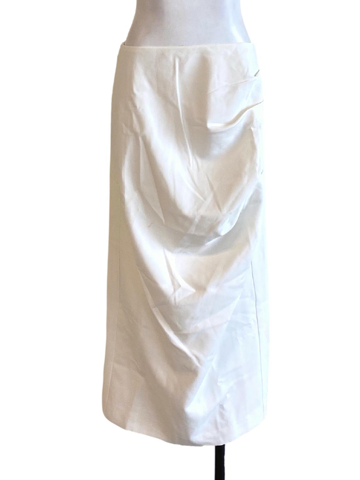 Soft White Zip Up Wrap Drape Long Skirt LB