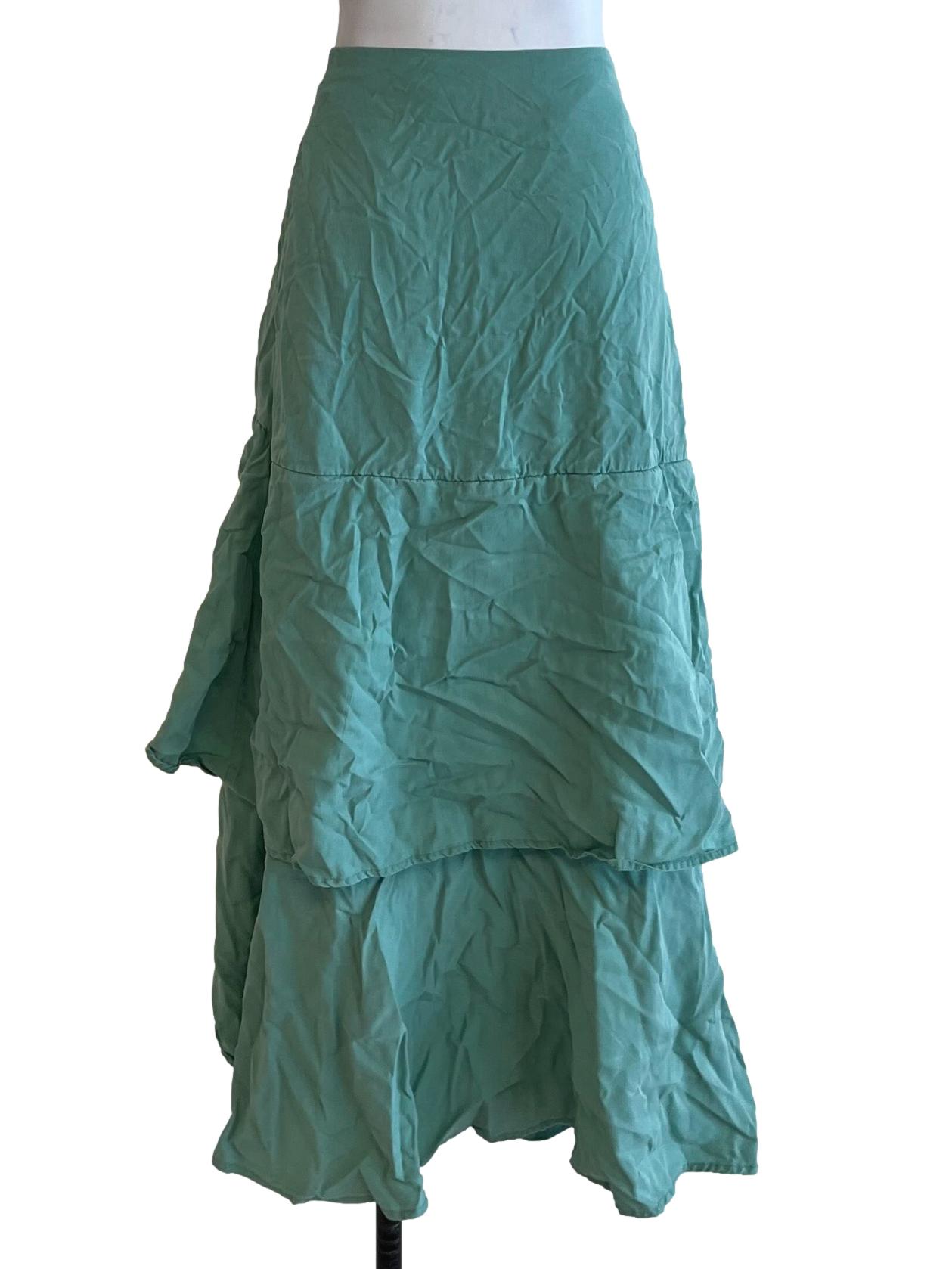 Teal Green High-Waisted A-Line Skirt