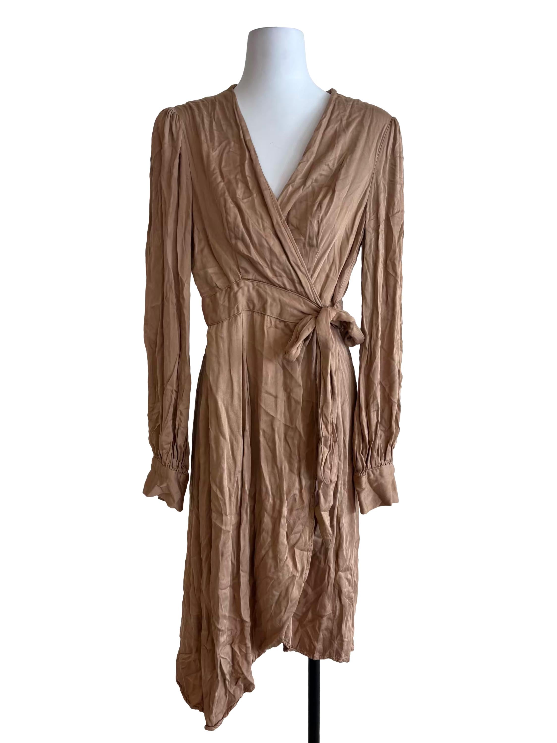 Buff Brown Wrap Dress