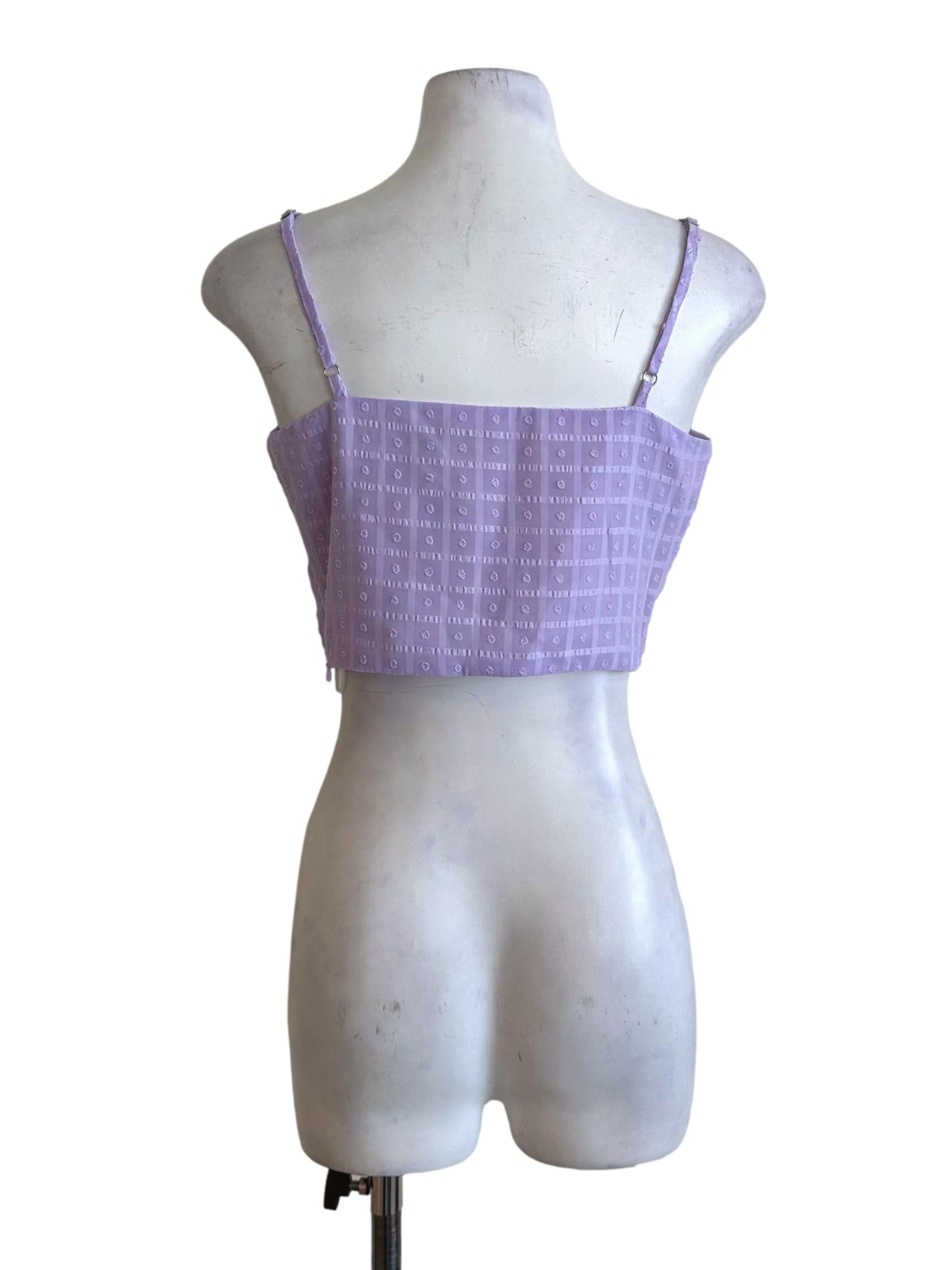 Lavender Purple Pattern V Neck Top