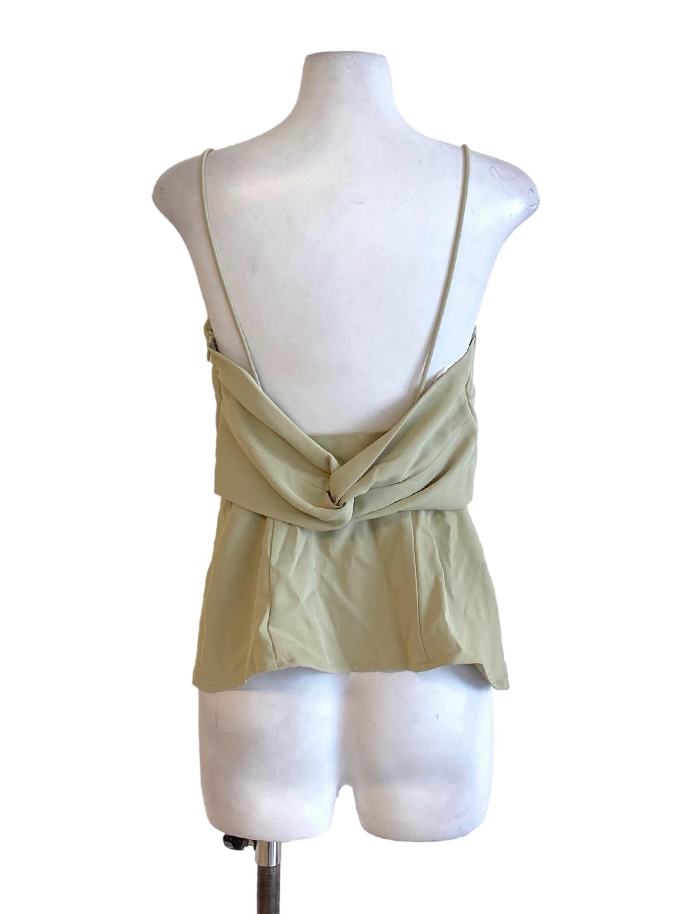 Sage Green Spaghetti Strap Twisted Back Loose Top LB