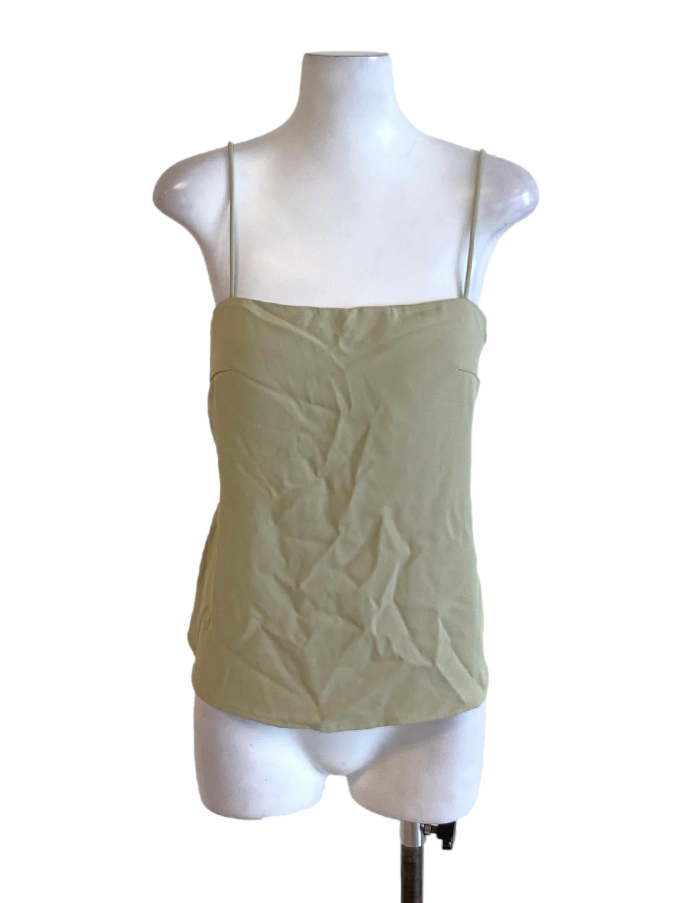 Sage Green Spaghetti Strap Twisted Back Loose Top LB