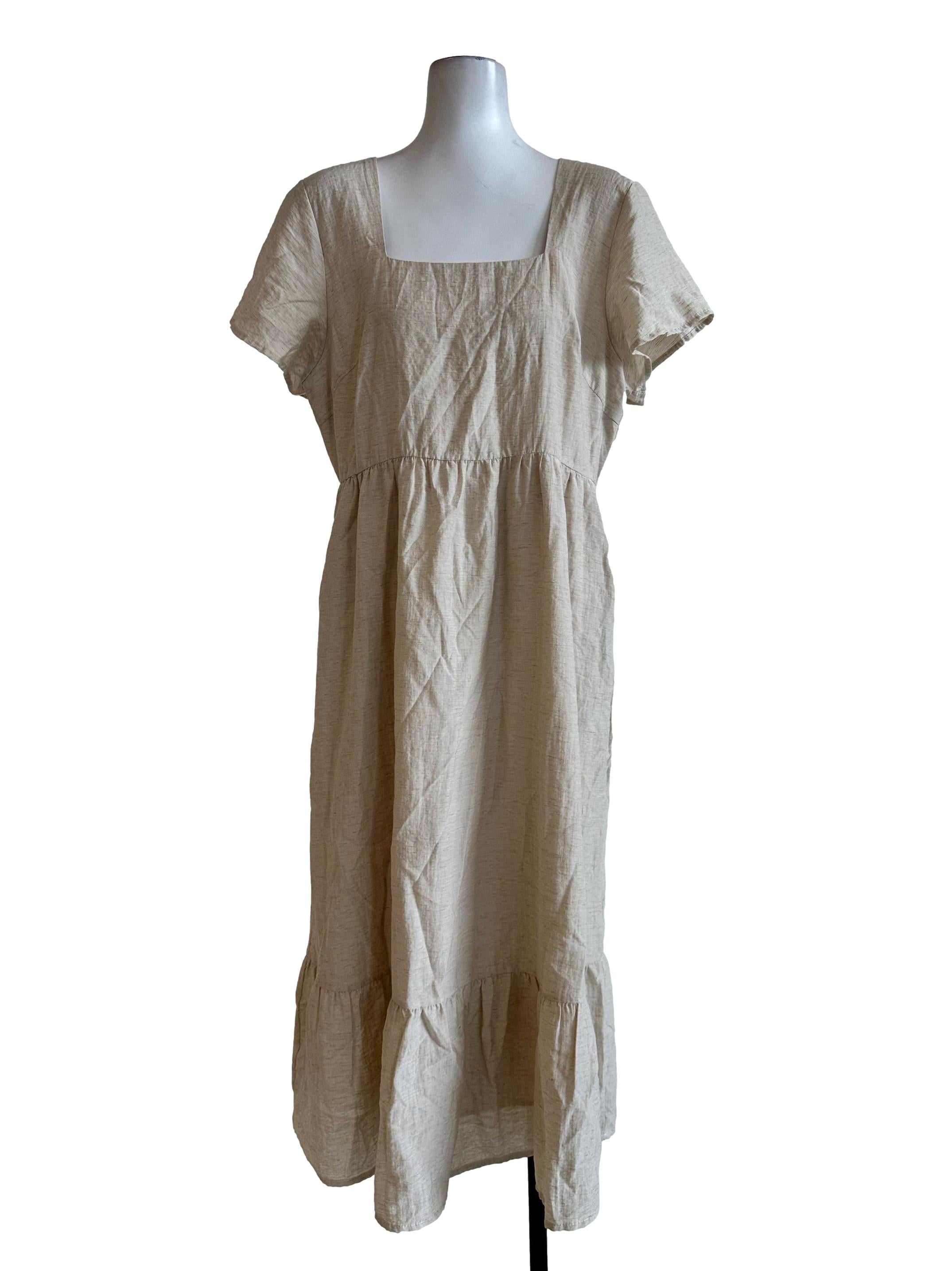 Sugar Cookie Beige Square Neck Dress