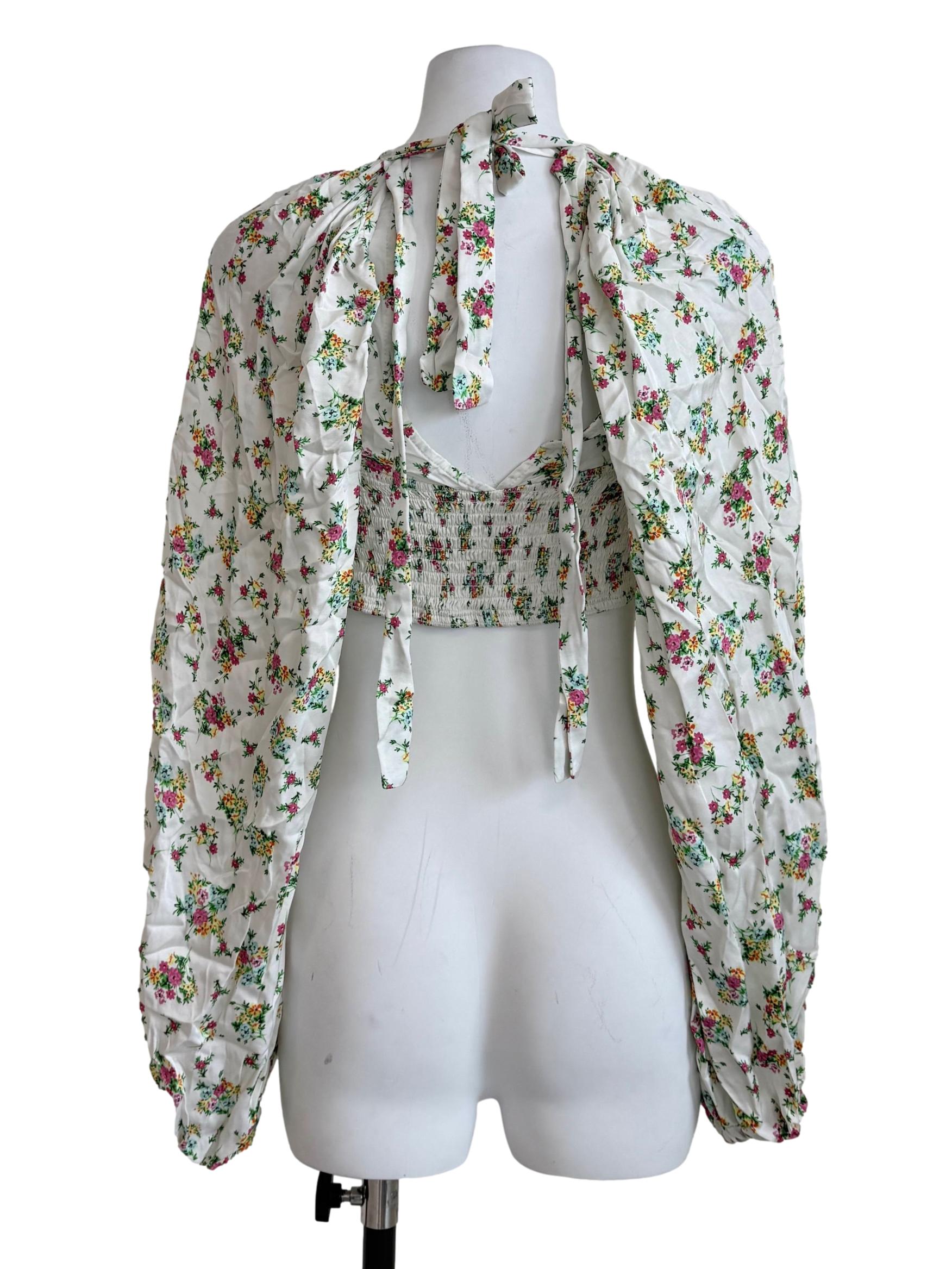 White Multicolor Flower Printed Top