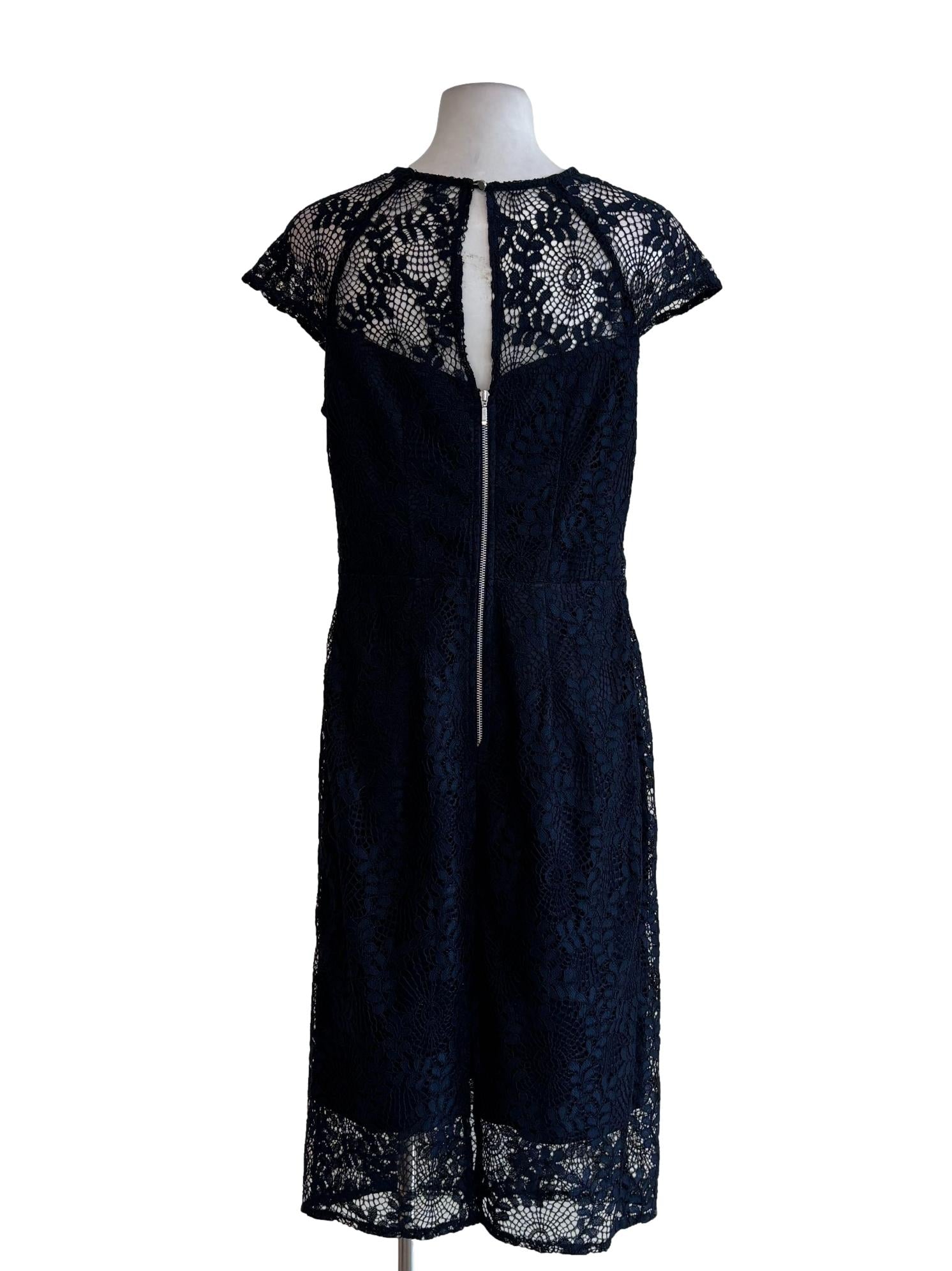 Midnight Blue Lace Pencil Dress