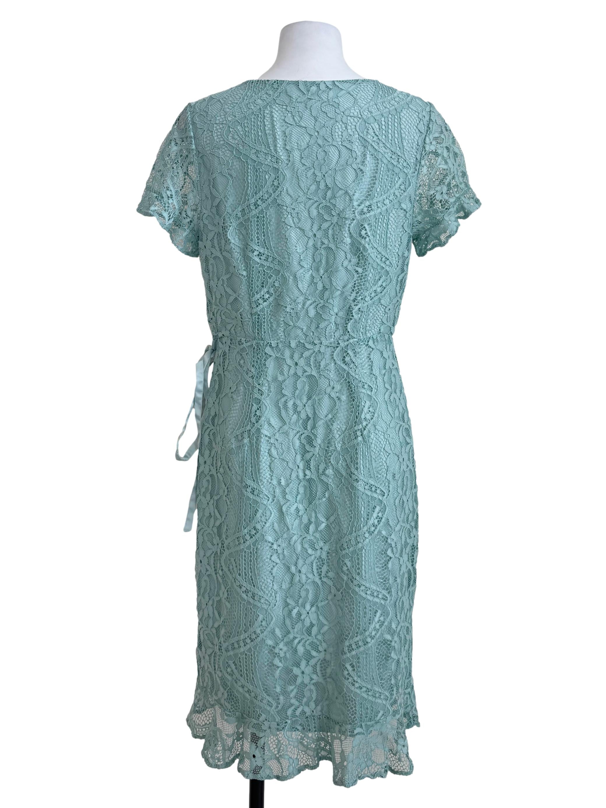 Mint Blue Floral Lace Dress