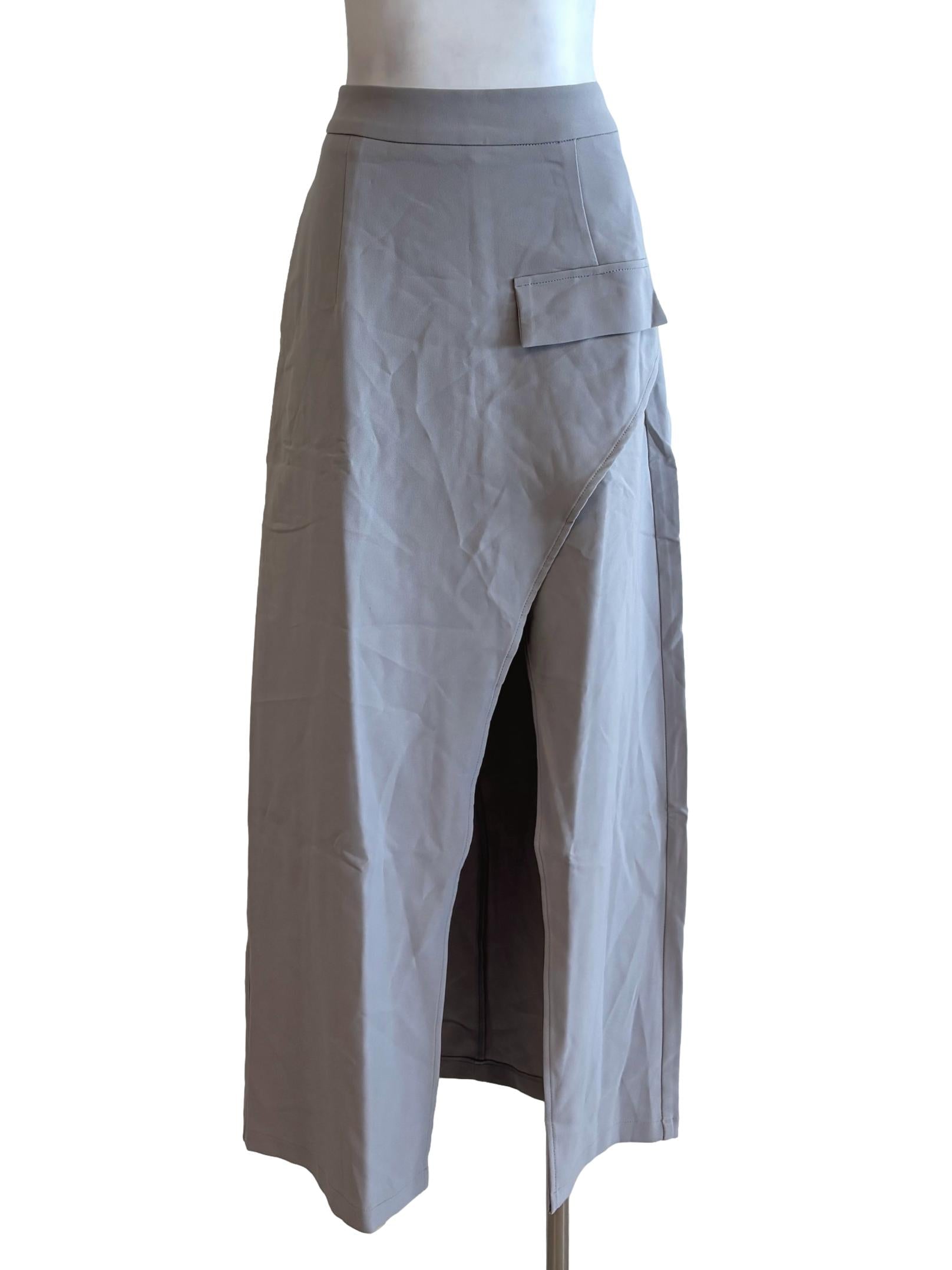 Chrome Grey Front Slit Skirt
