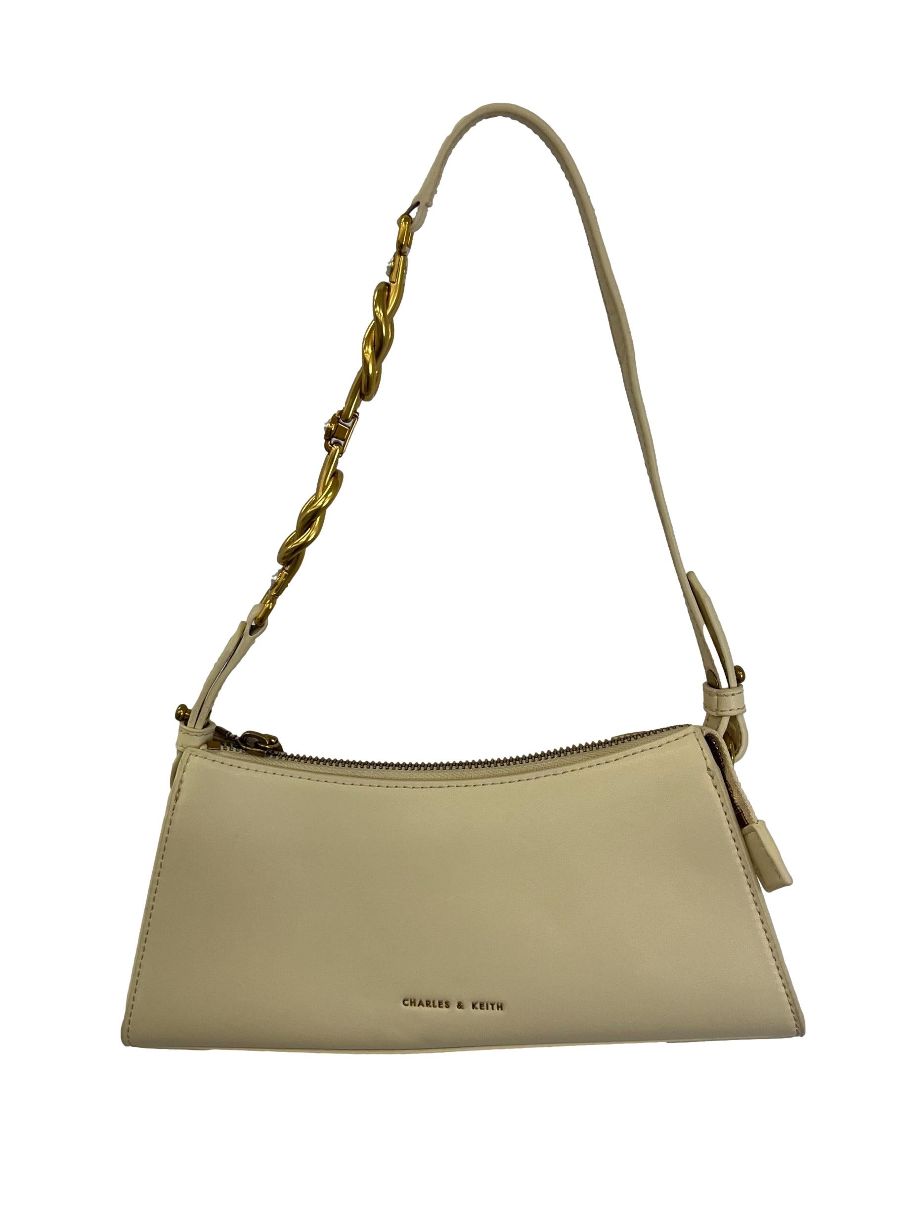 Chalk Metallic Accent Strap Trapeze Bag