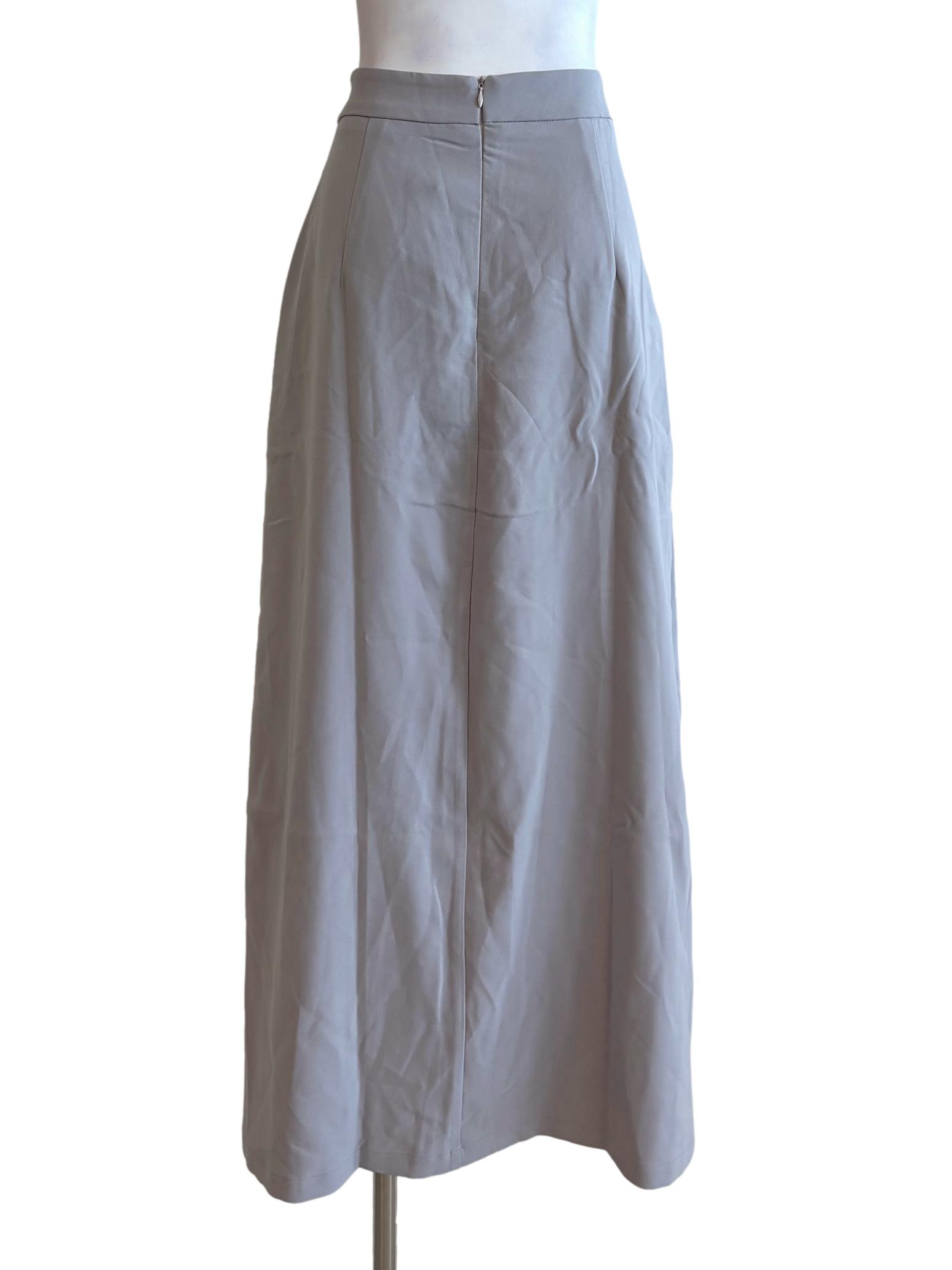 Chrome Grey Front Slit Skirt
