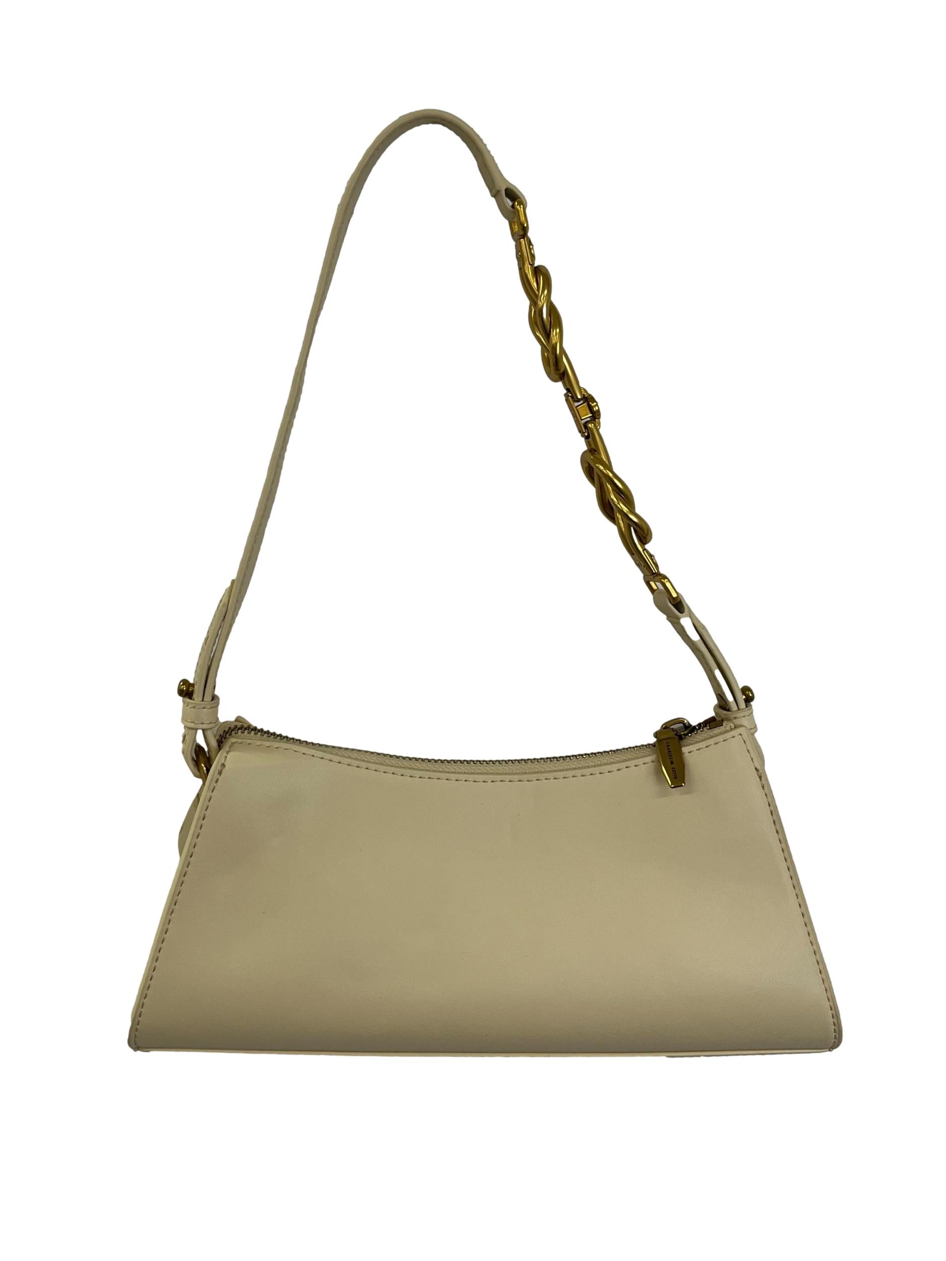 Chalk Metallic Accent Strap Trapeze Bag