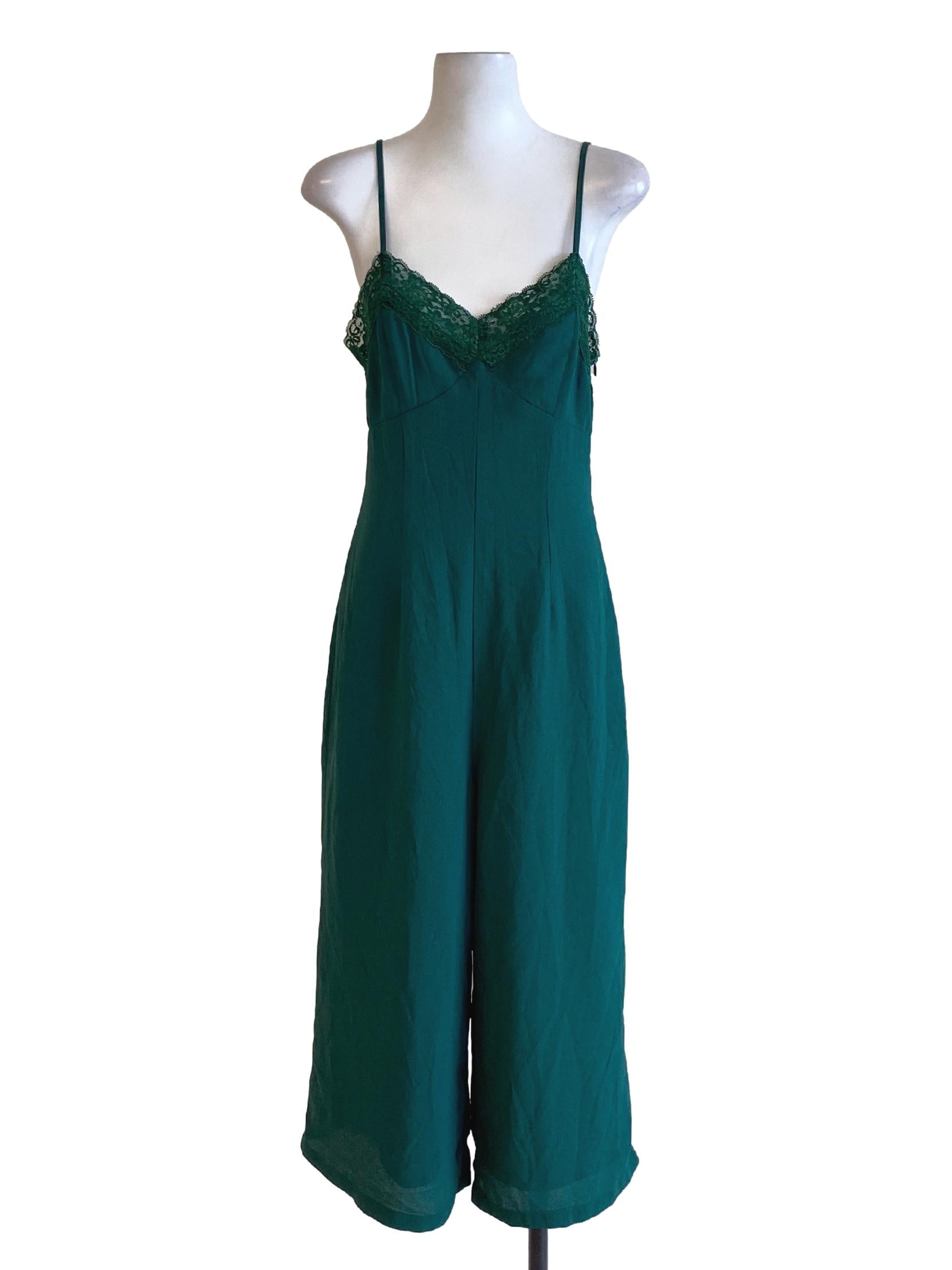 Emerald Green Lace Detail Sweetheart Sheath Jumpsuit